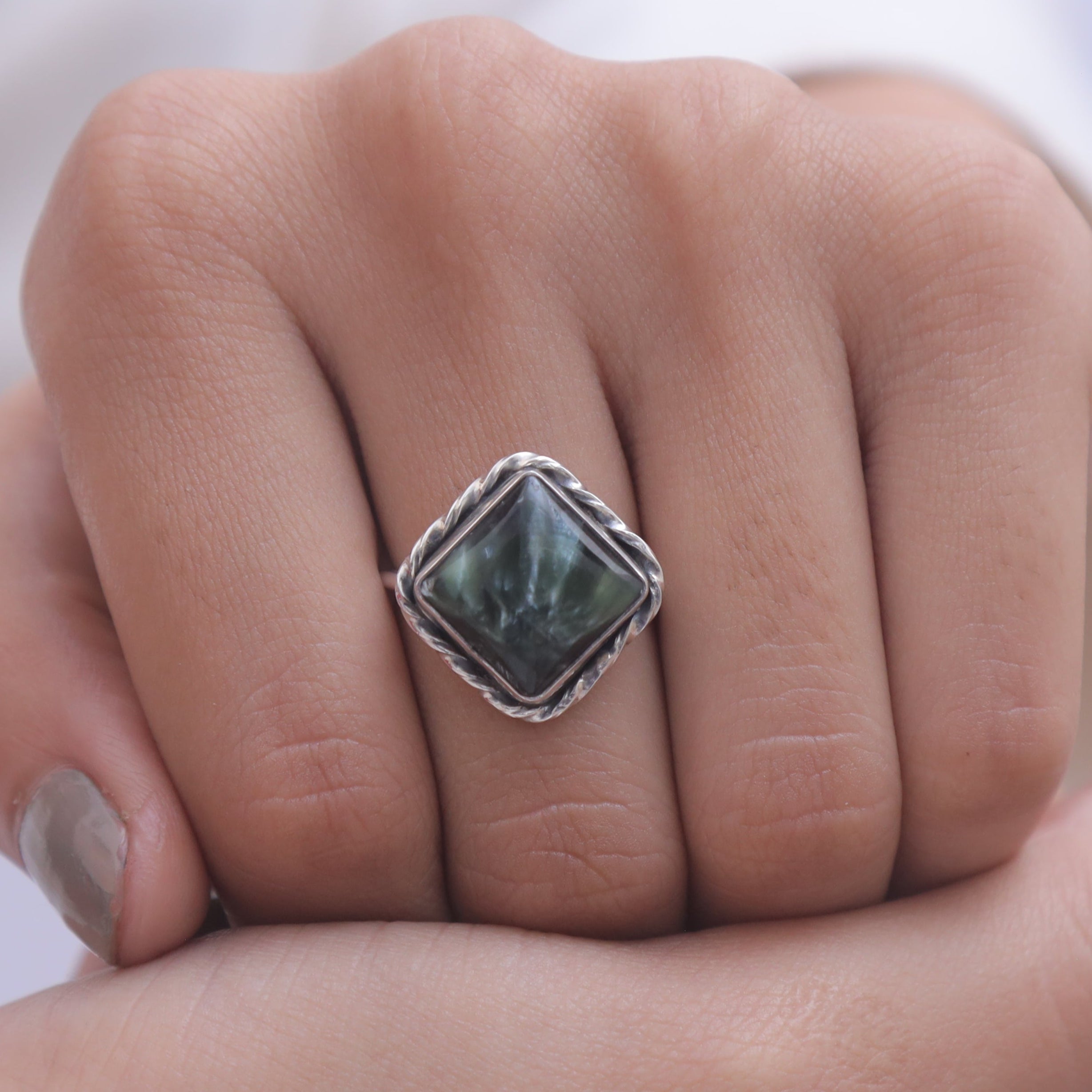 Seraphinite Sterling Silver Ring