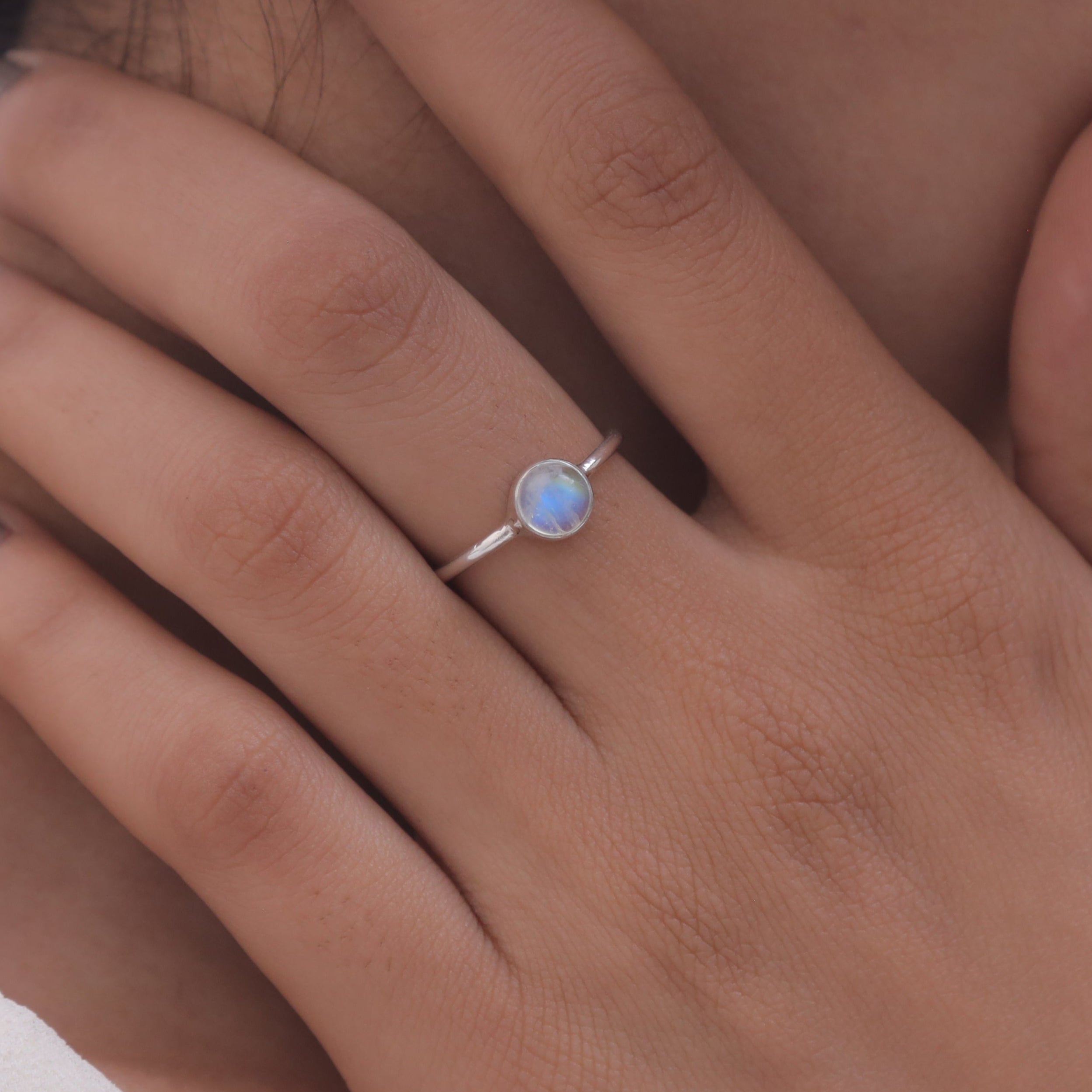 Rainbow Moonstone Sterling Silver Ring