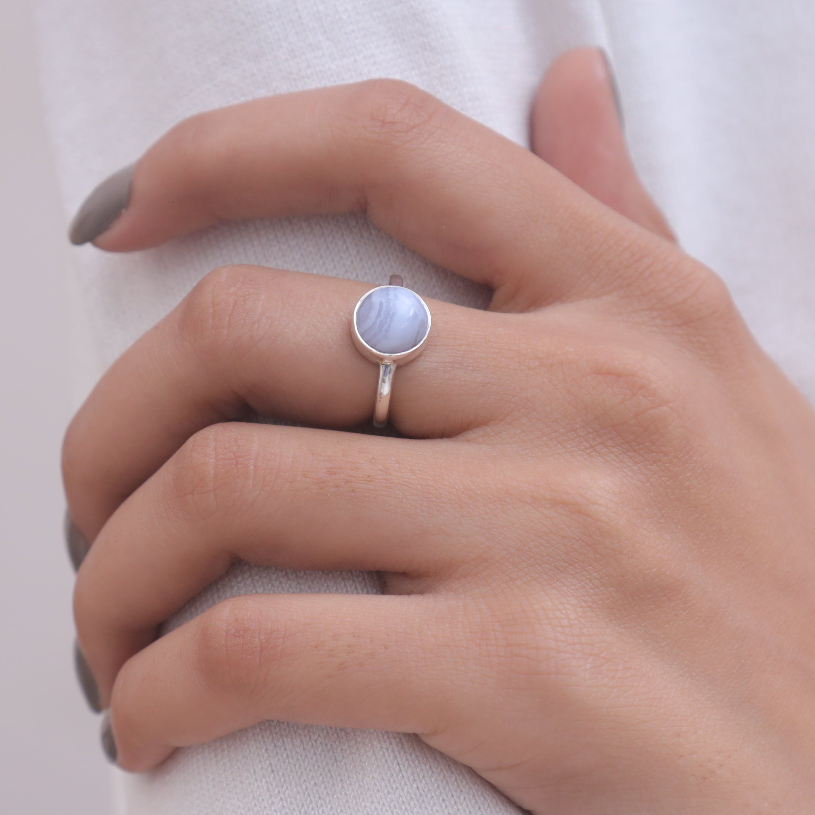 Blue Lace Agate Sterling Silver Ring