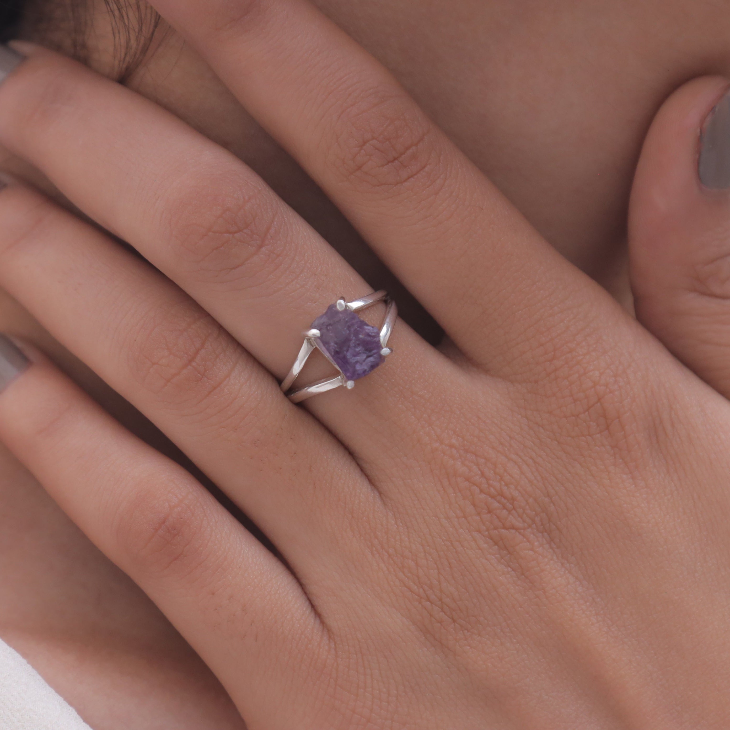 Raw Amethyst Sterling Silver Ring
