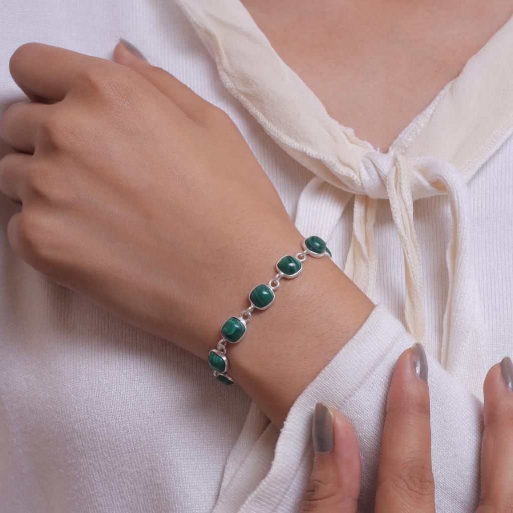 Malachite Sterling Silver Bracelet