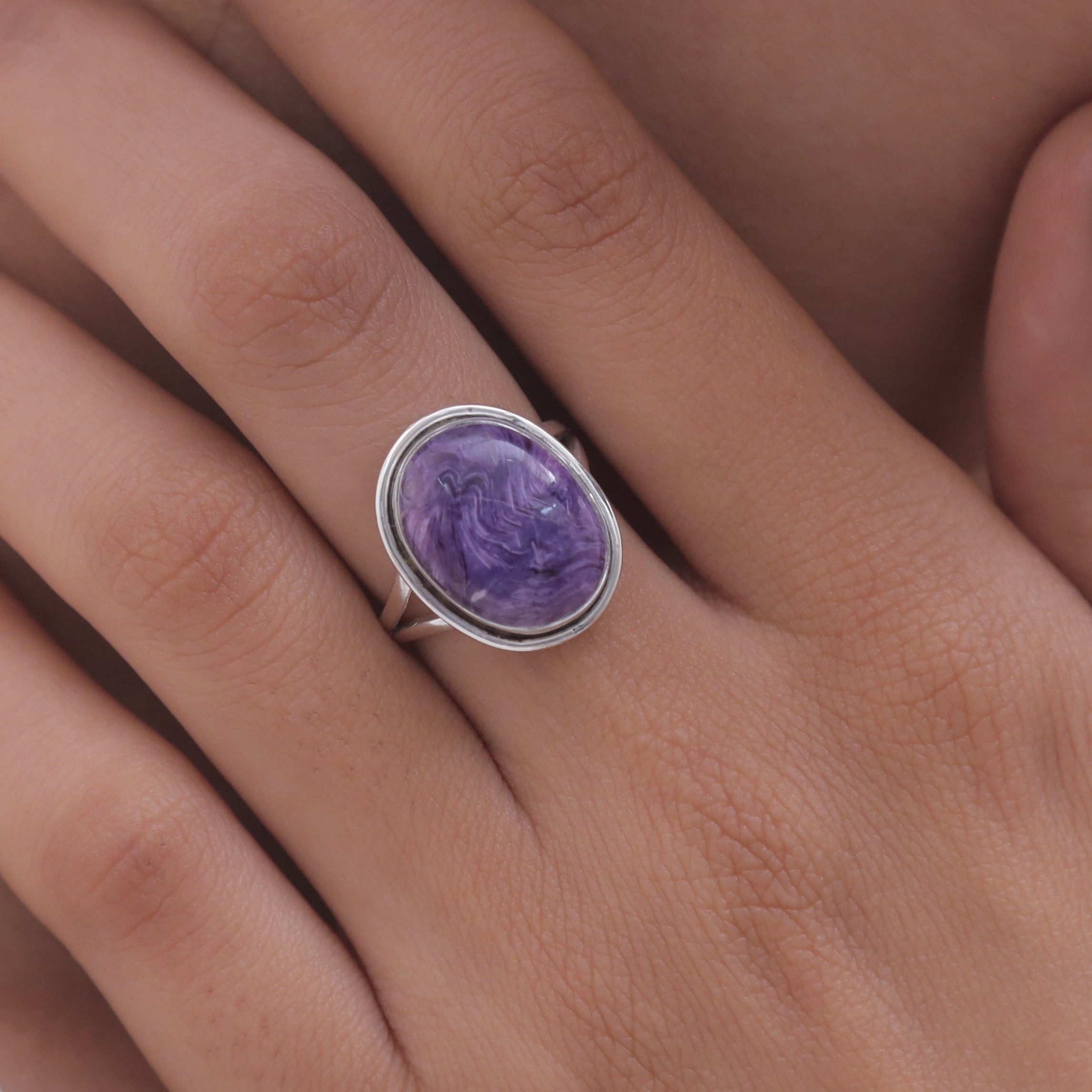 Charoite 925 Sterling Silver Ring