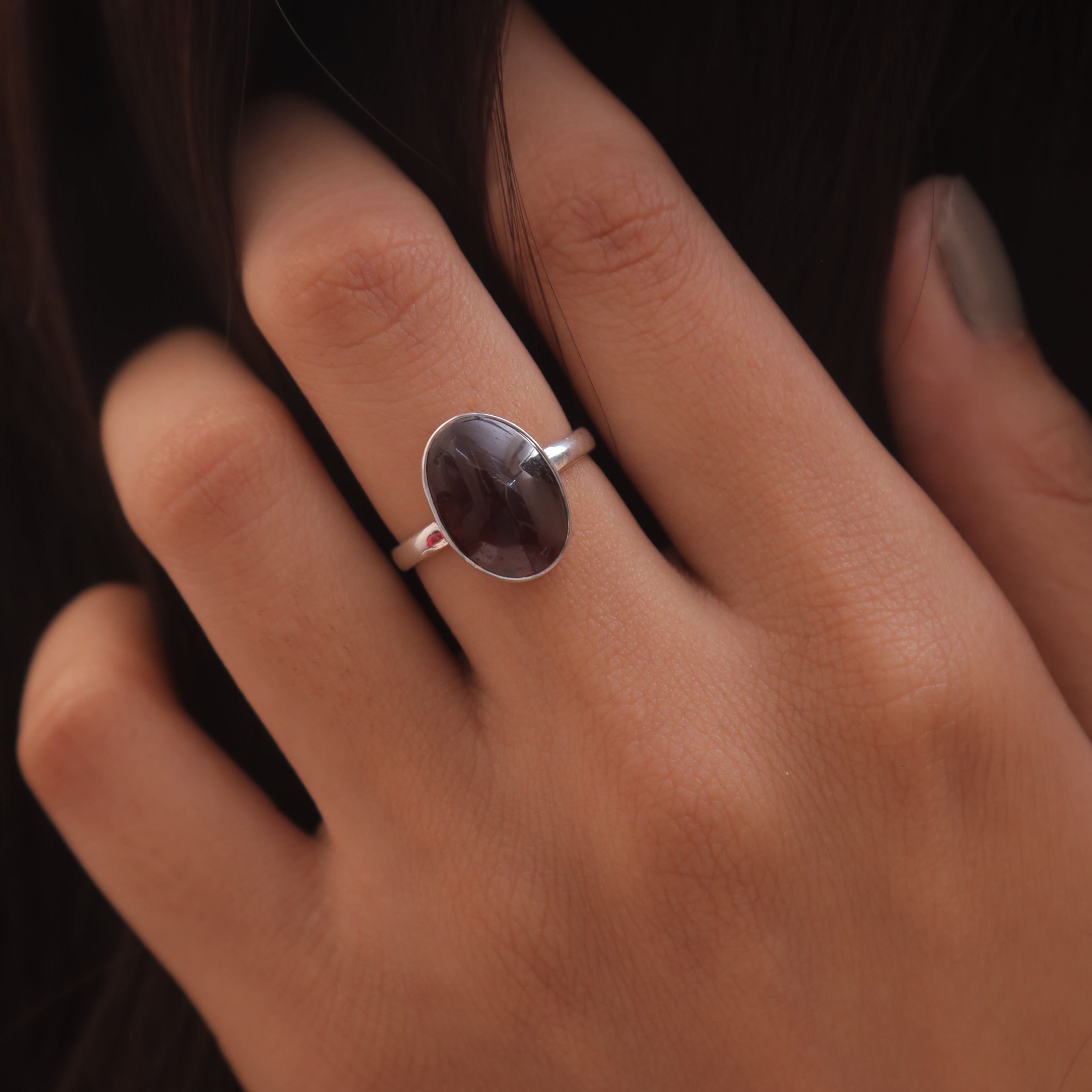 Garnet Sterling Silver Ring
