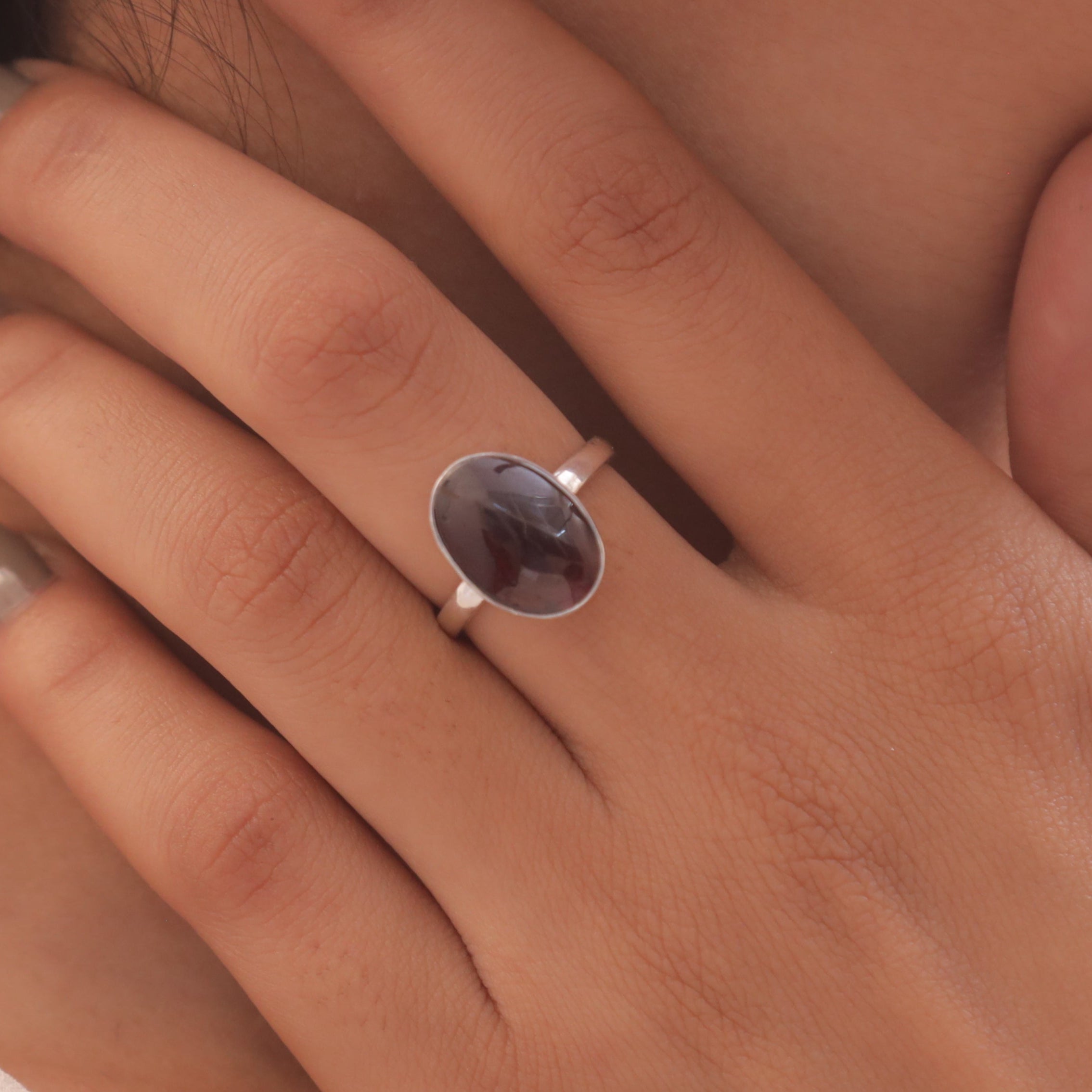 Garnet Sterling Silver Ring