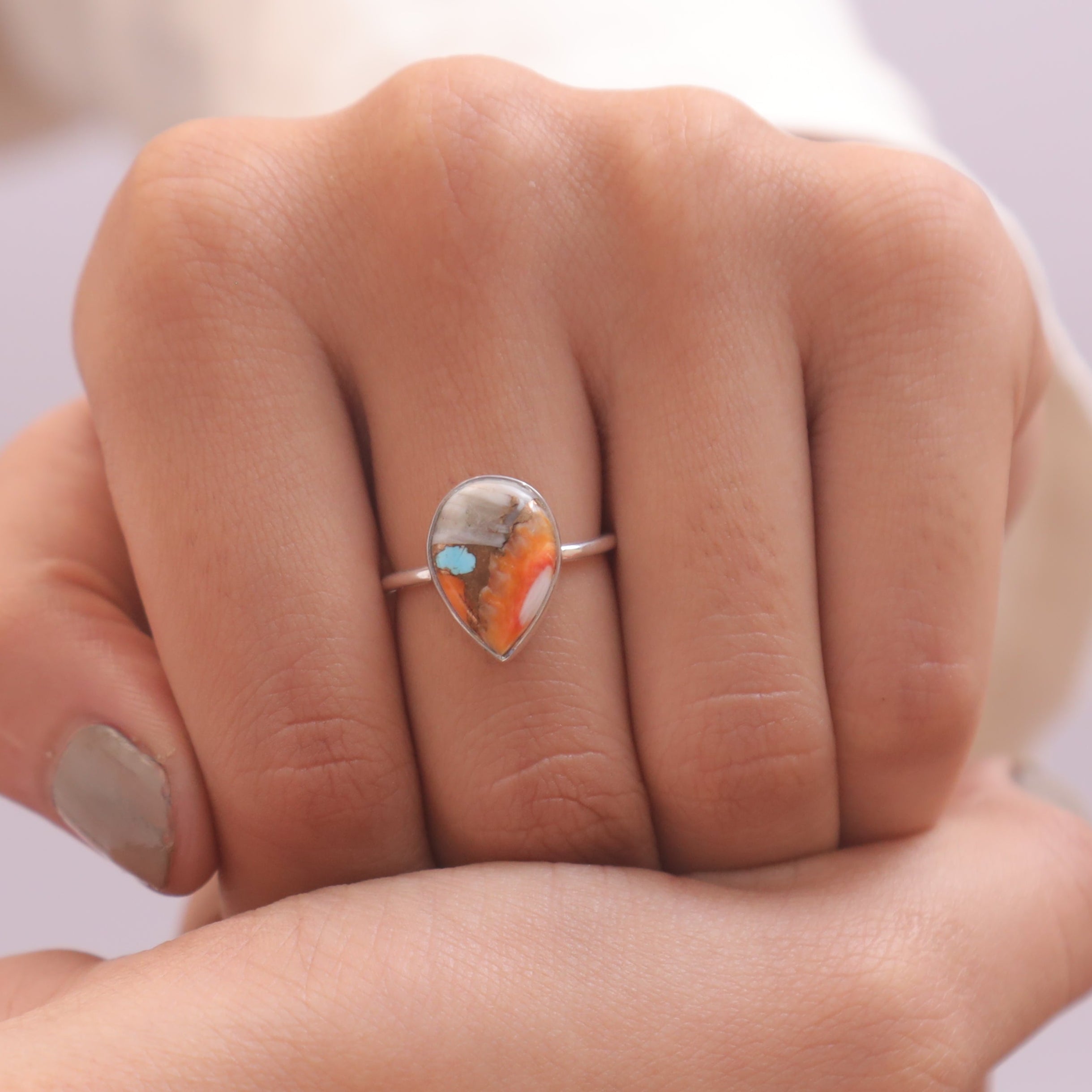 Oyster Turquoise Sterling Silver Ring