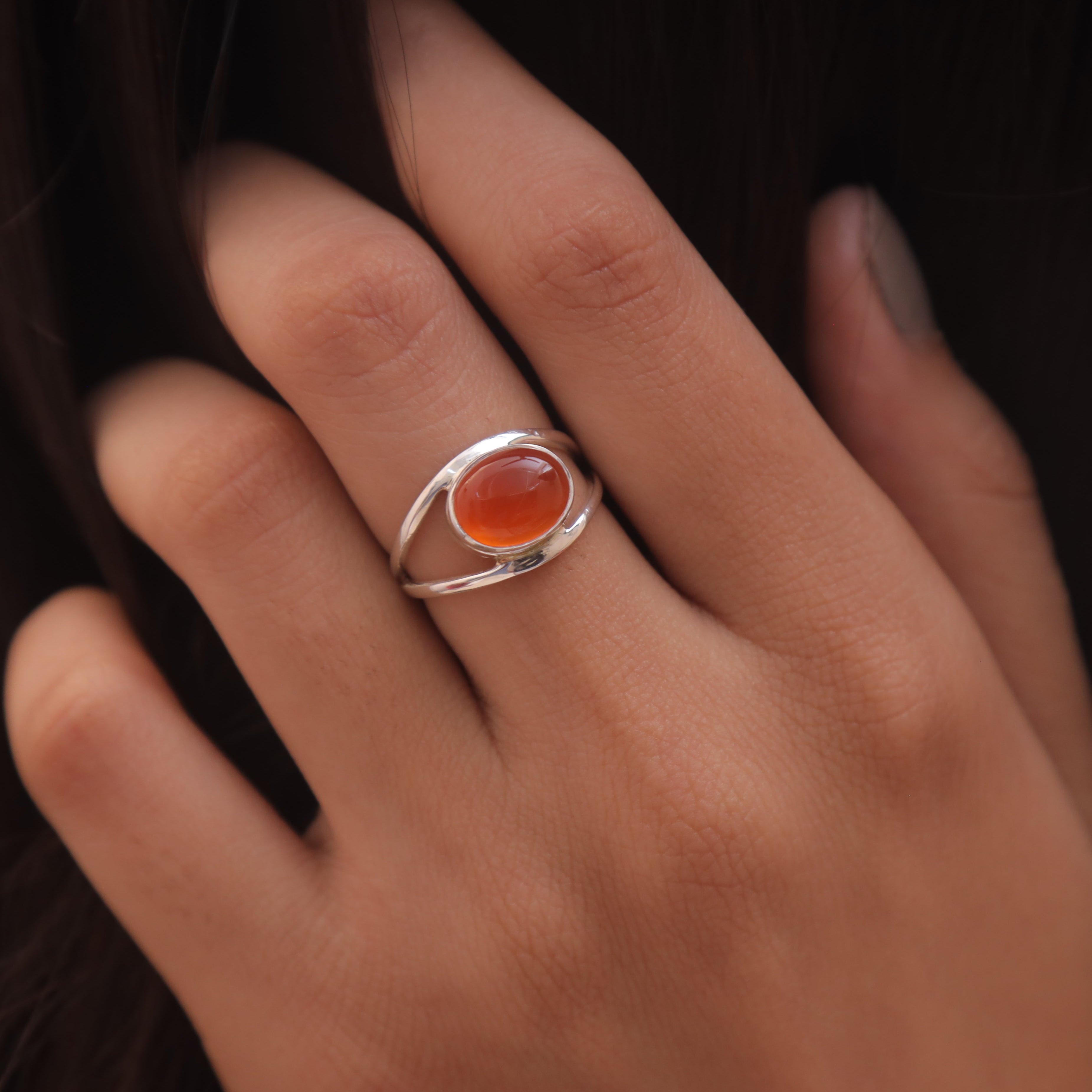 Carnelian Sterling Silver Ring