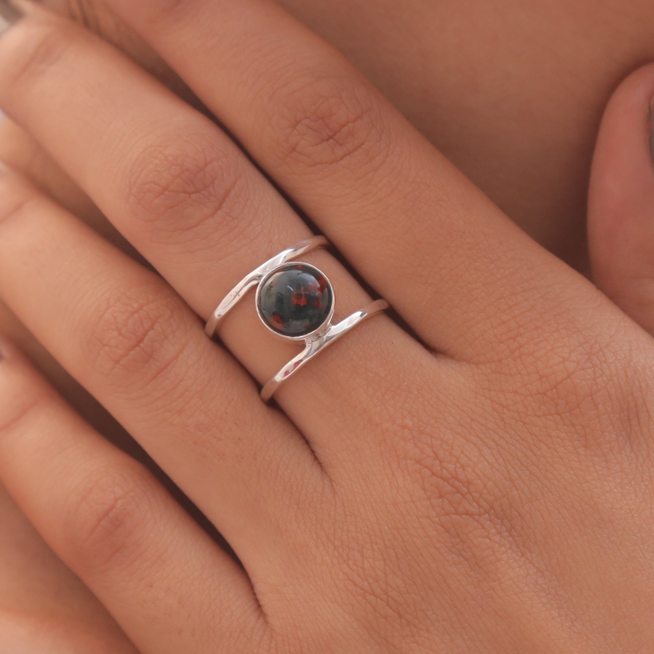 Bloodstone Sterling Silver Ring