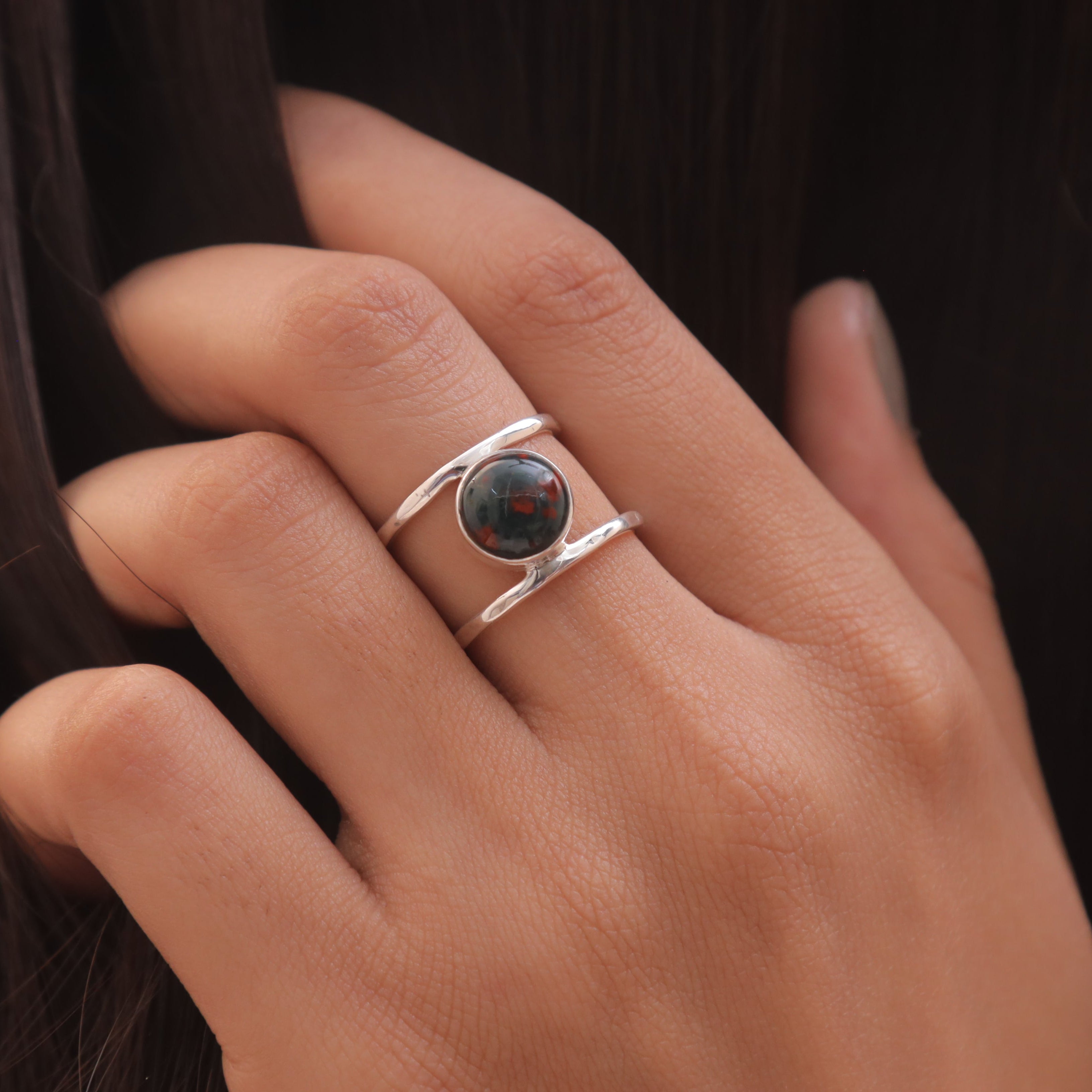 Bloodstone Sterling Silver Ring