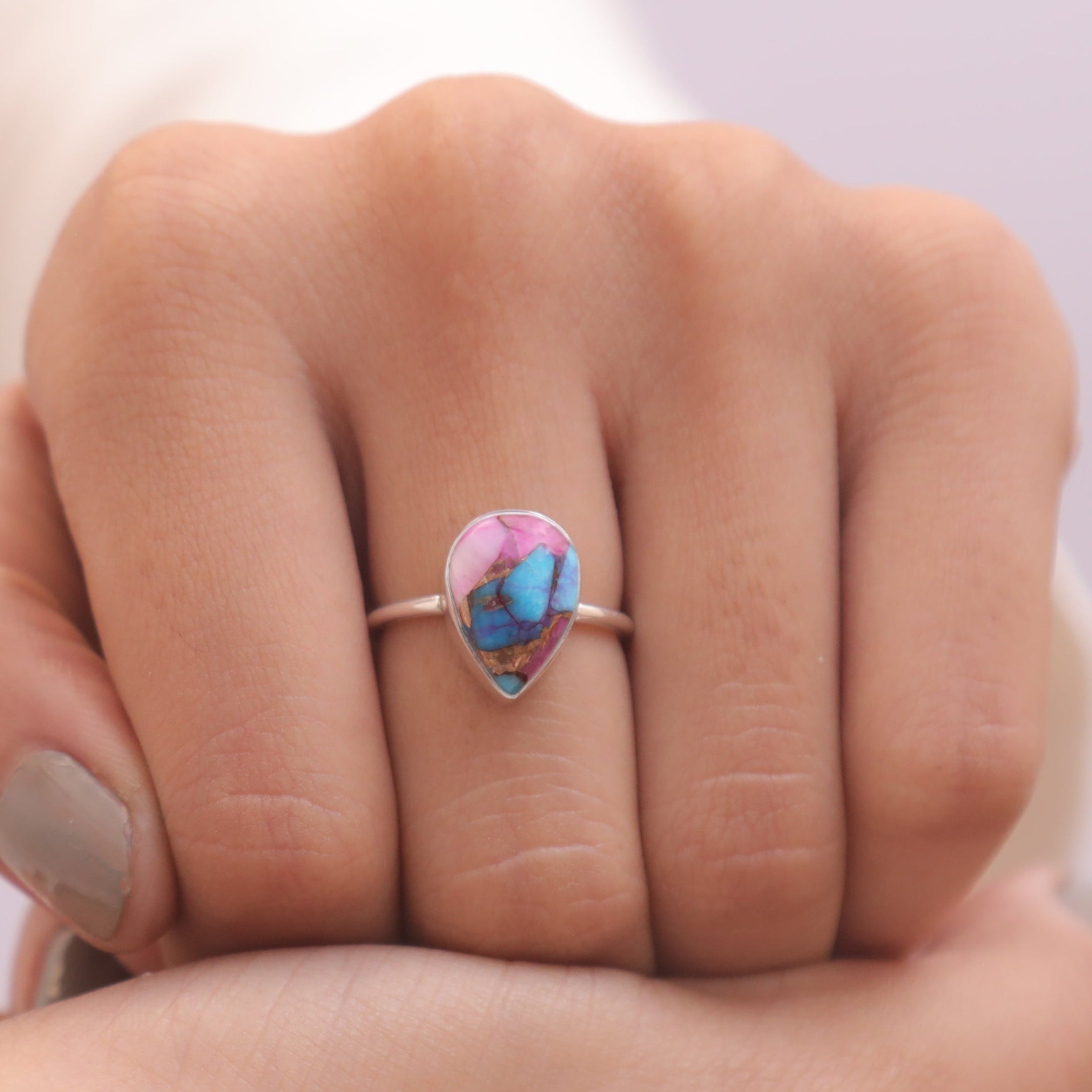 Oyster Turquoise Sterling Silver Ring