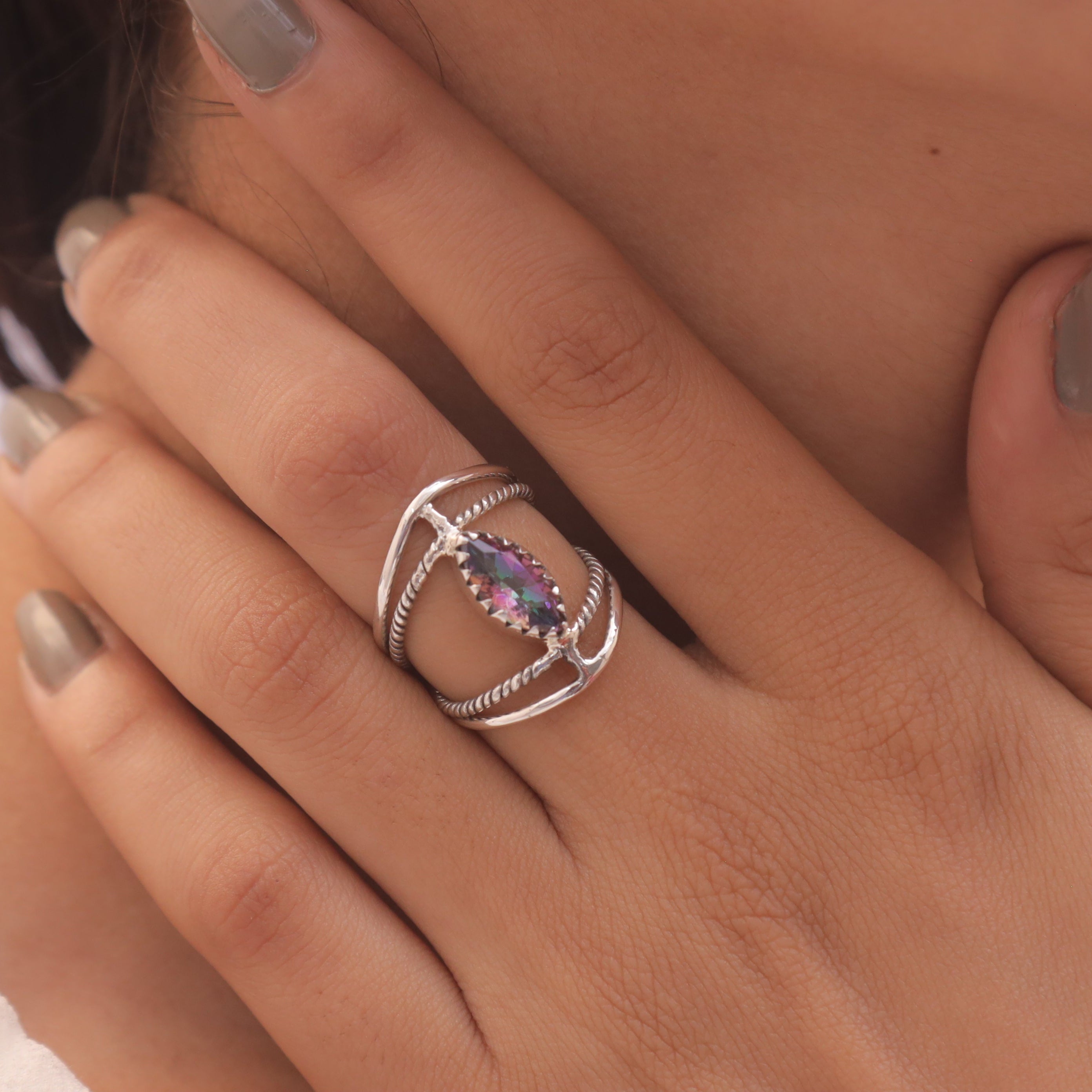Mystic Topaz Sterling Silver Ring