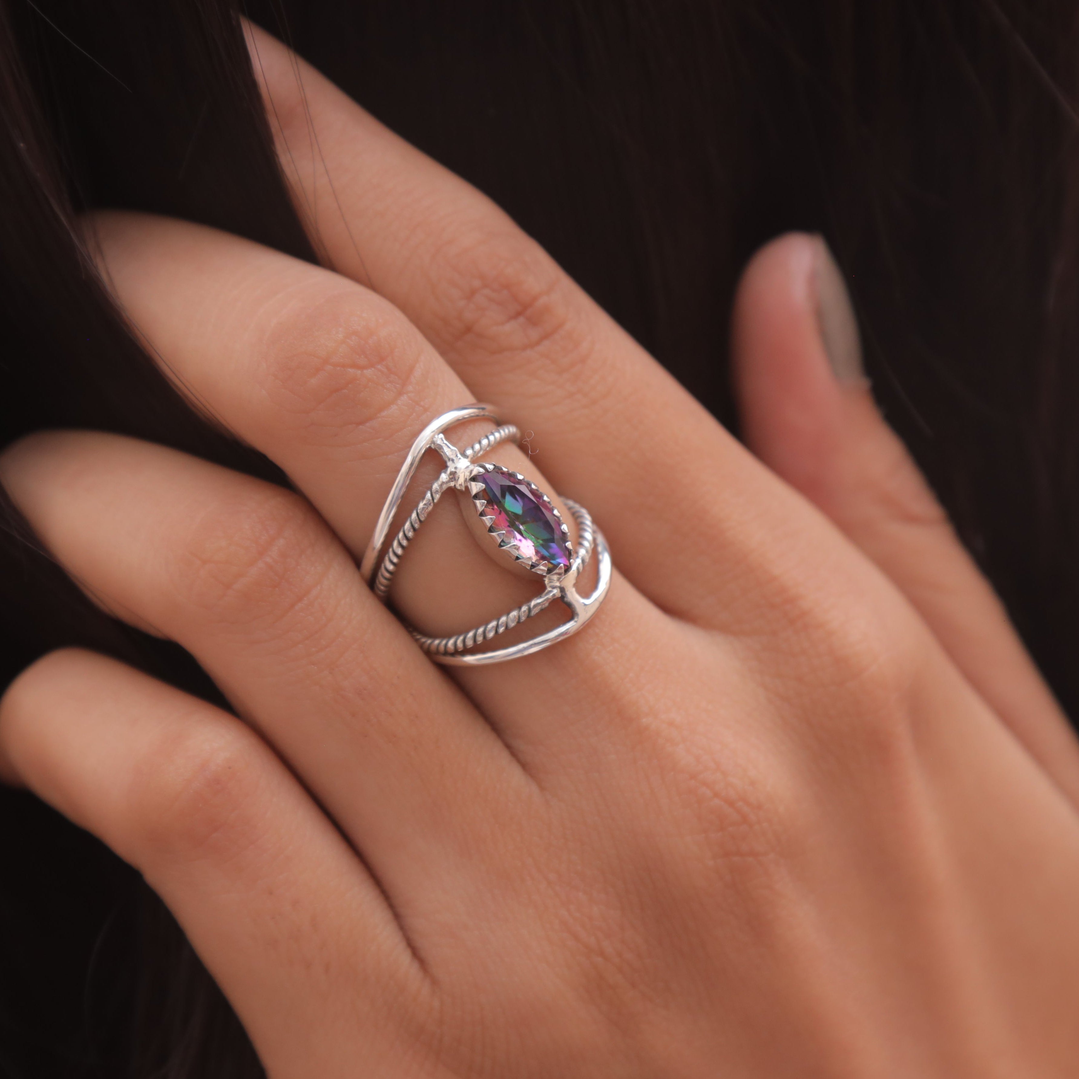 Mystic Topaz Sterling Silver Ring