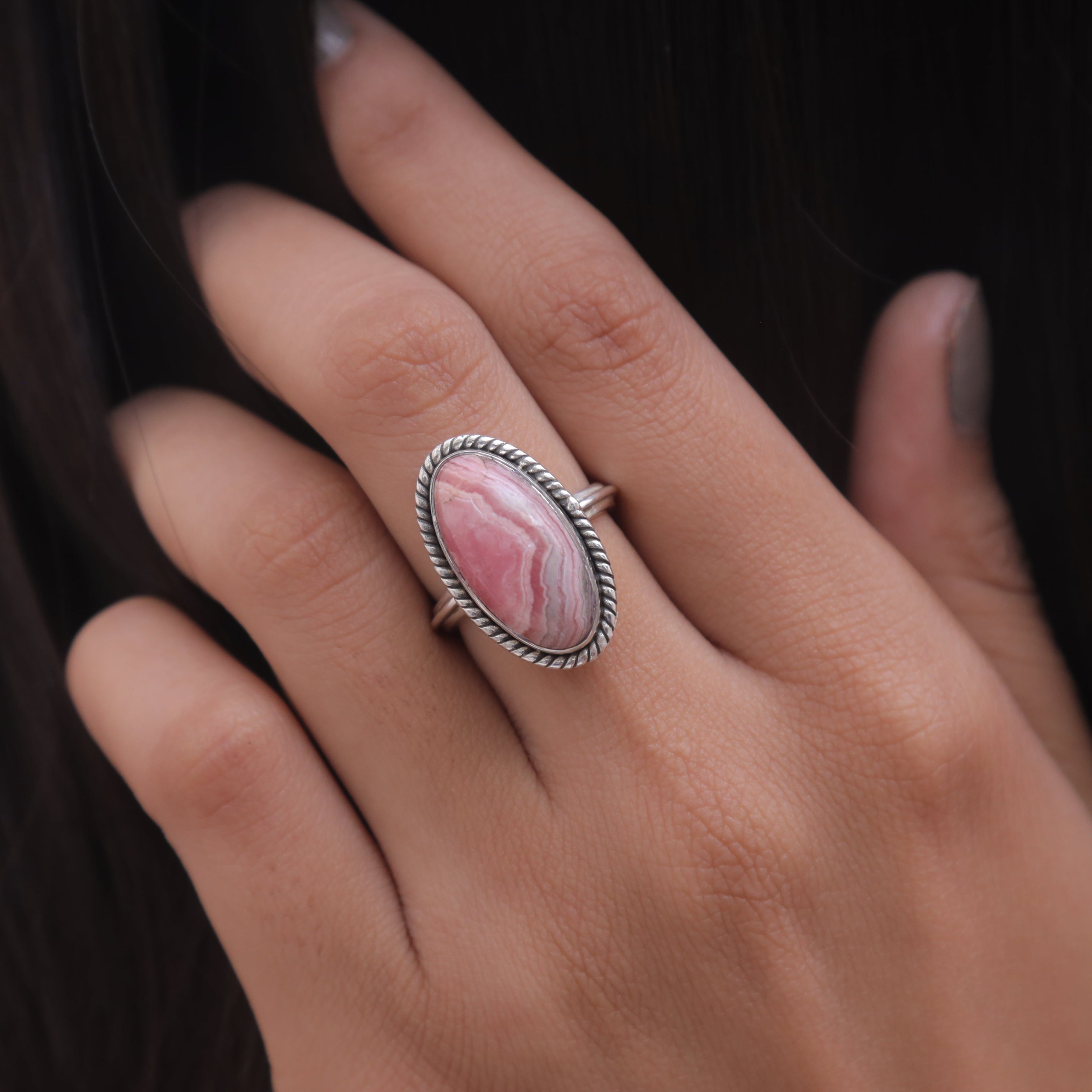 Rhodochrosite Sterling Silver Ring