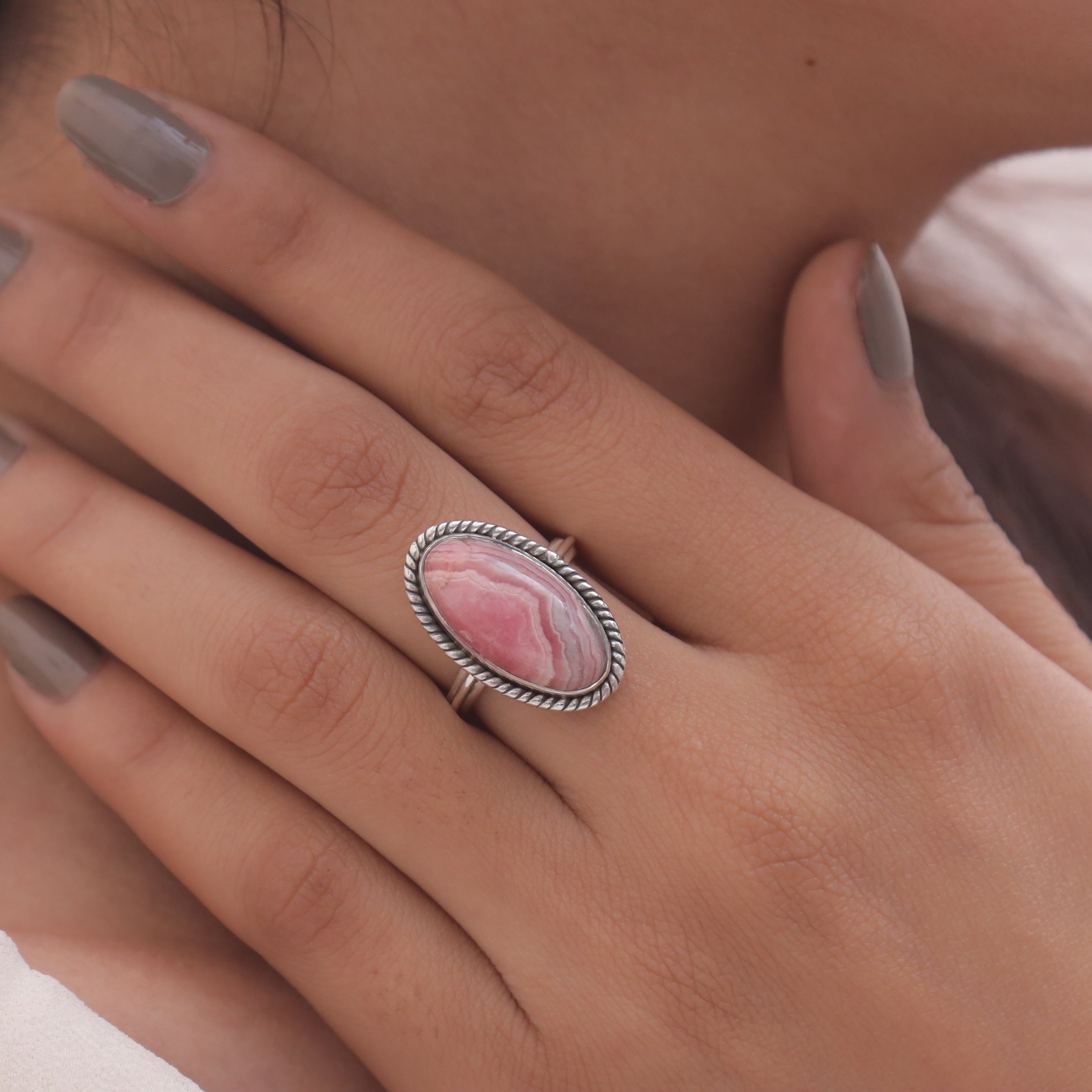 Rhodochrosite Sterling Silver Ring
