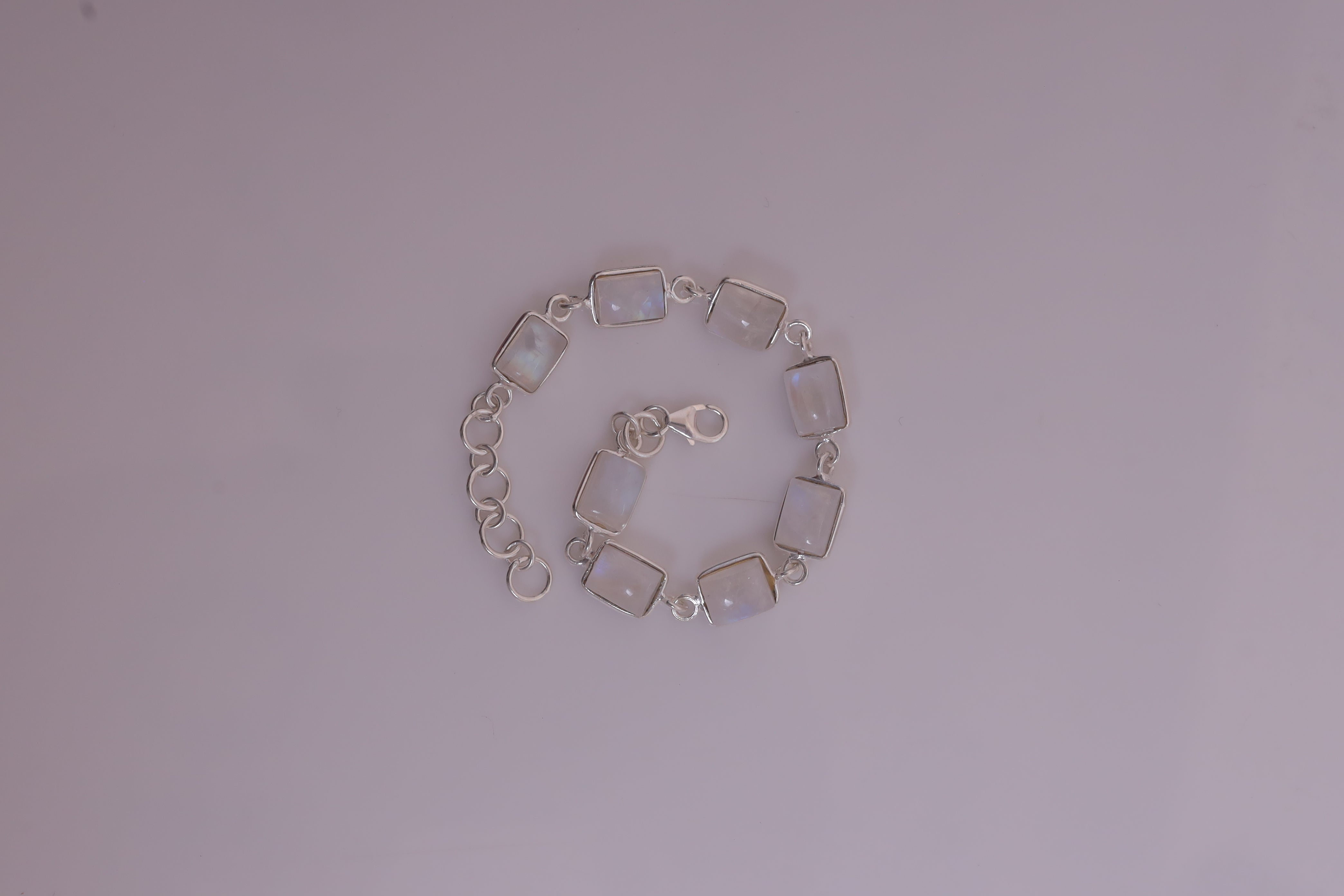 Rainbow Moonstone Sterling Silver Bracelet