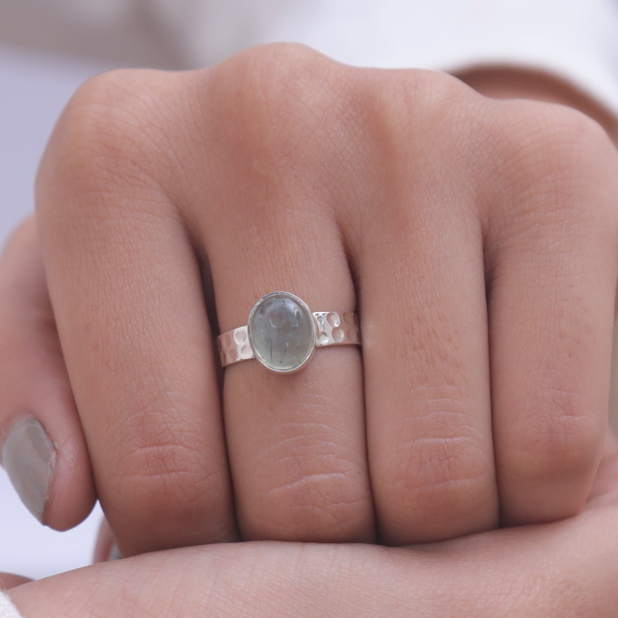 Prehnite Sterling Silver Ring