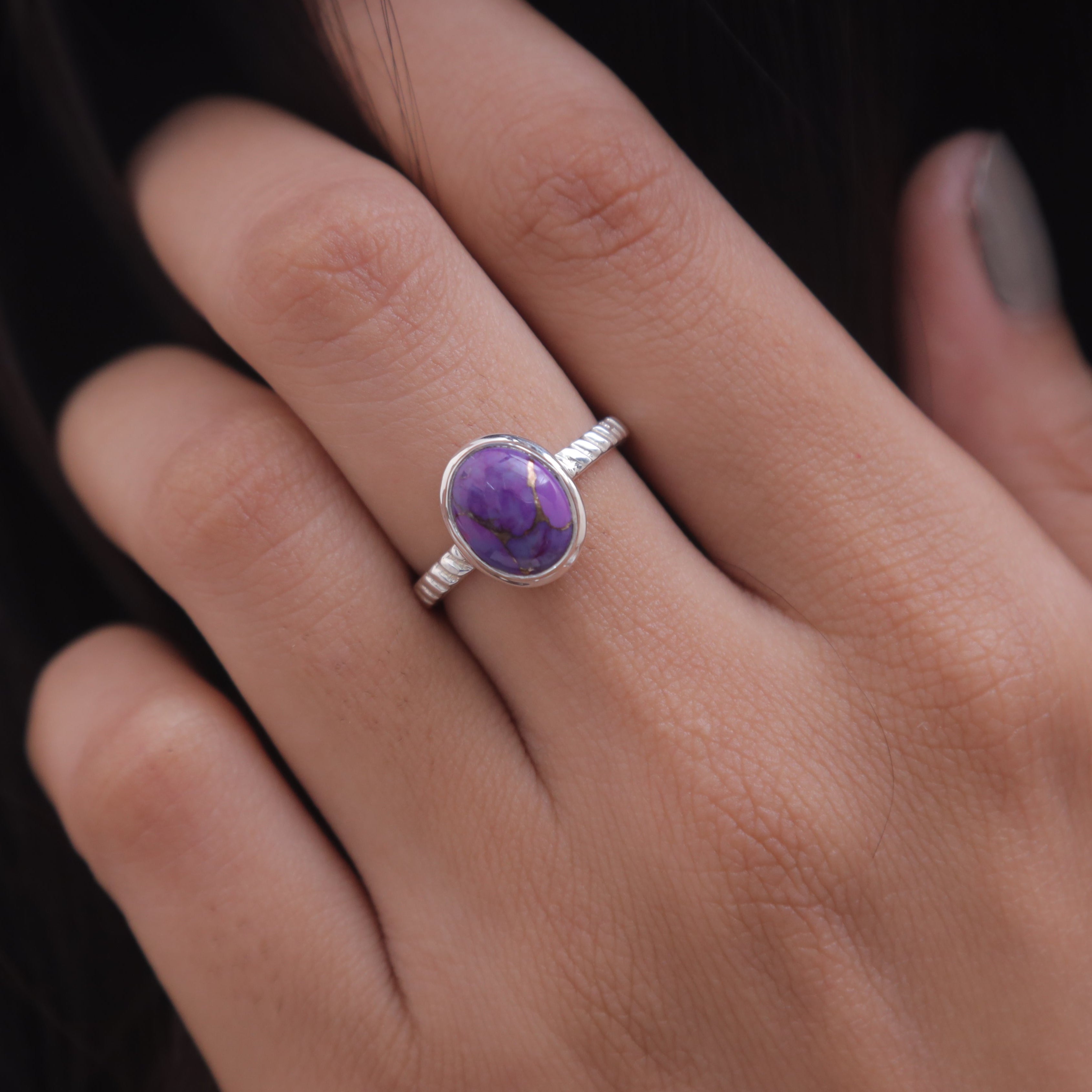Purple Copper Turquoise Sterling Silver Ring