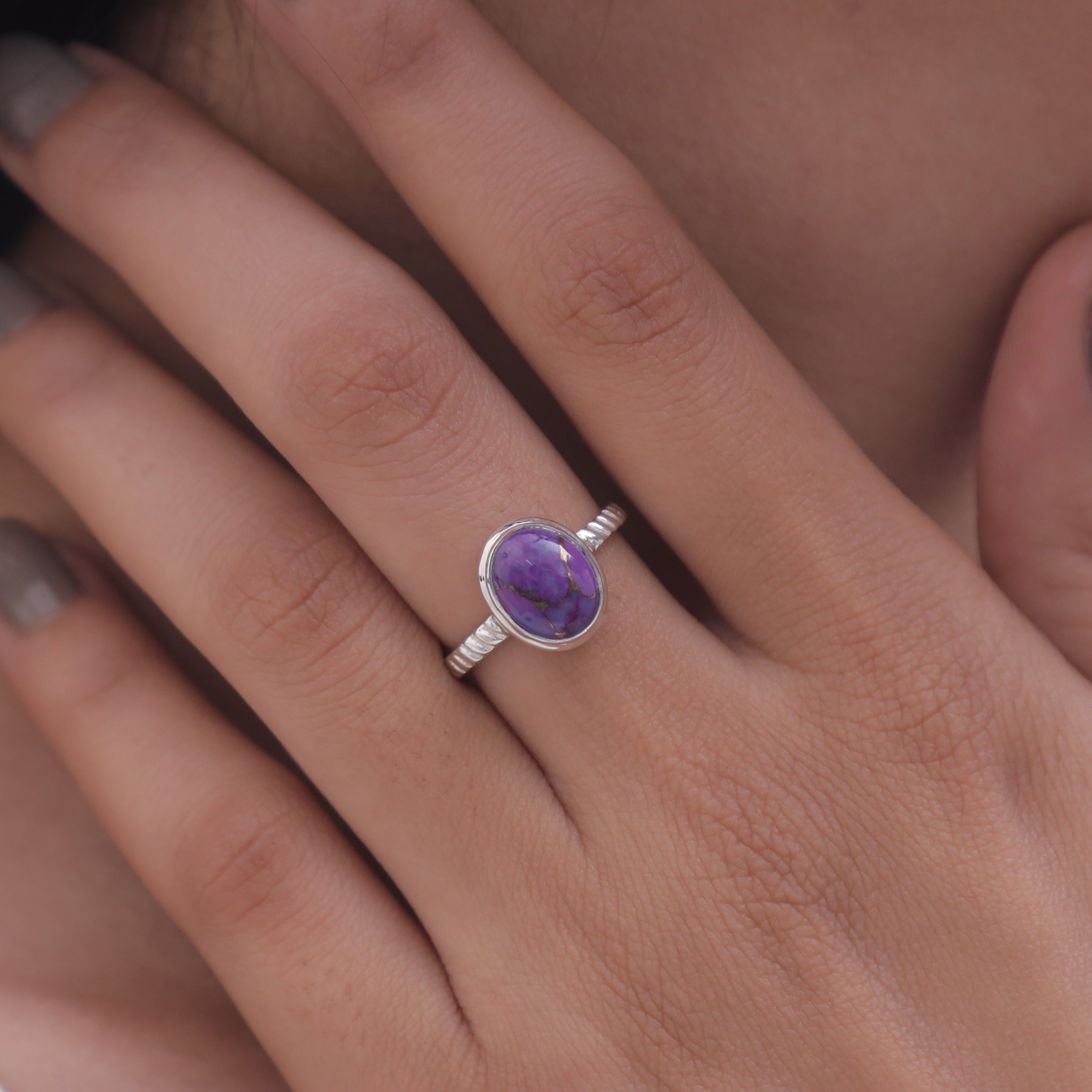 Purple Copper Turquoise Sterling Silver Ring