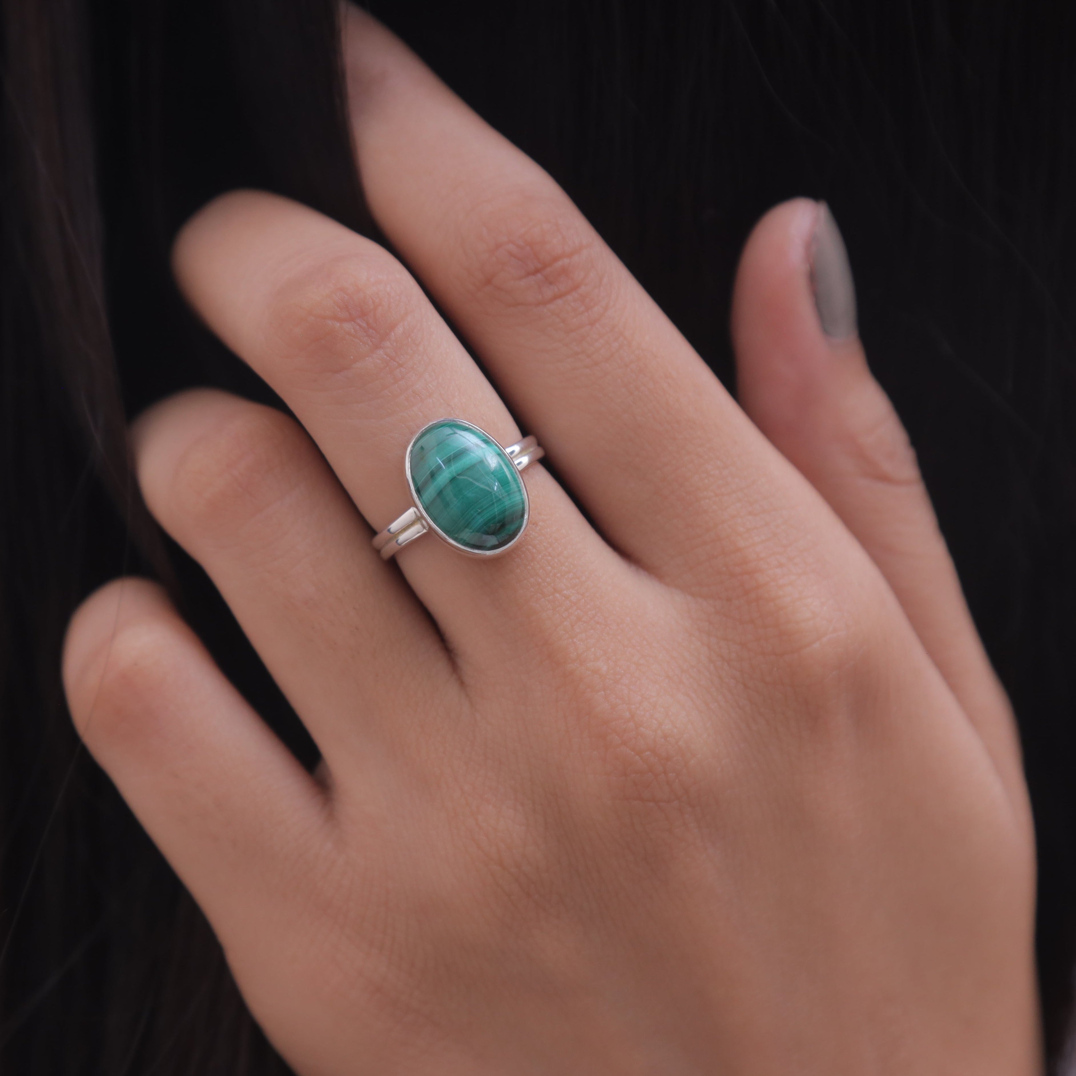 Malachite Solid Silver Ring