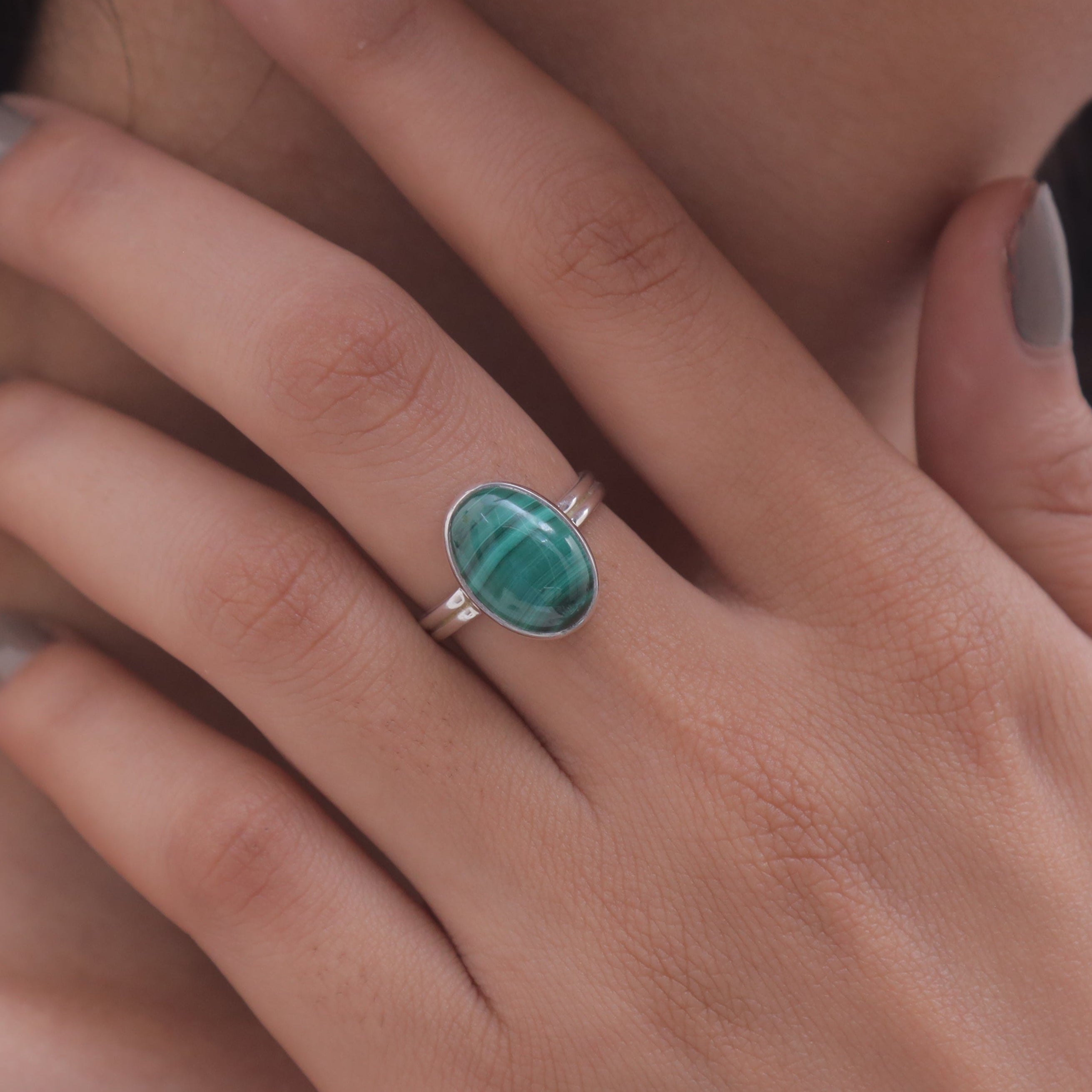 Malachite Solid Silver Ring