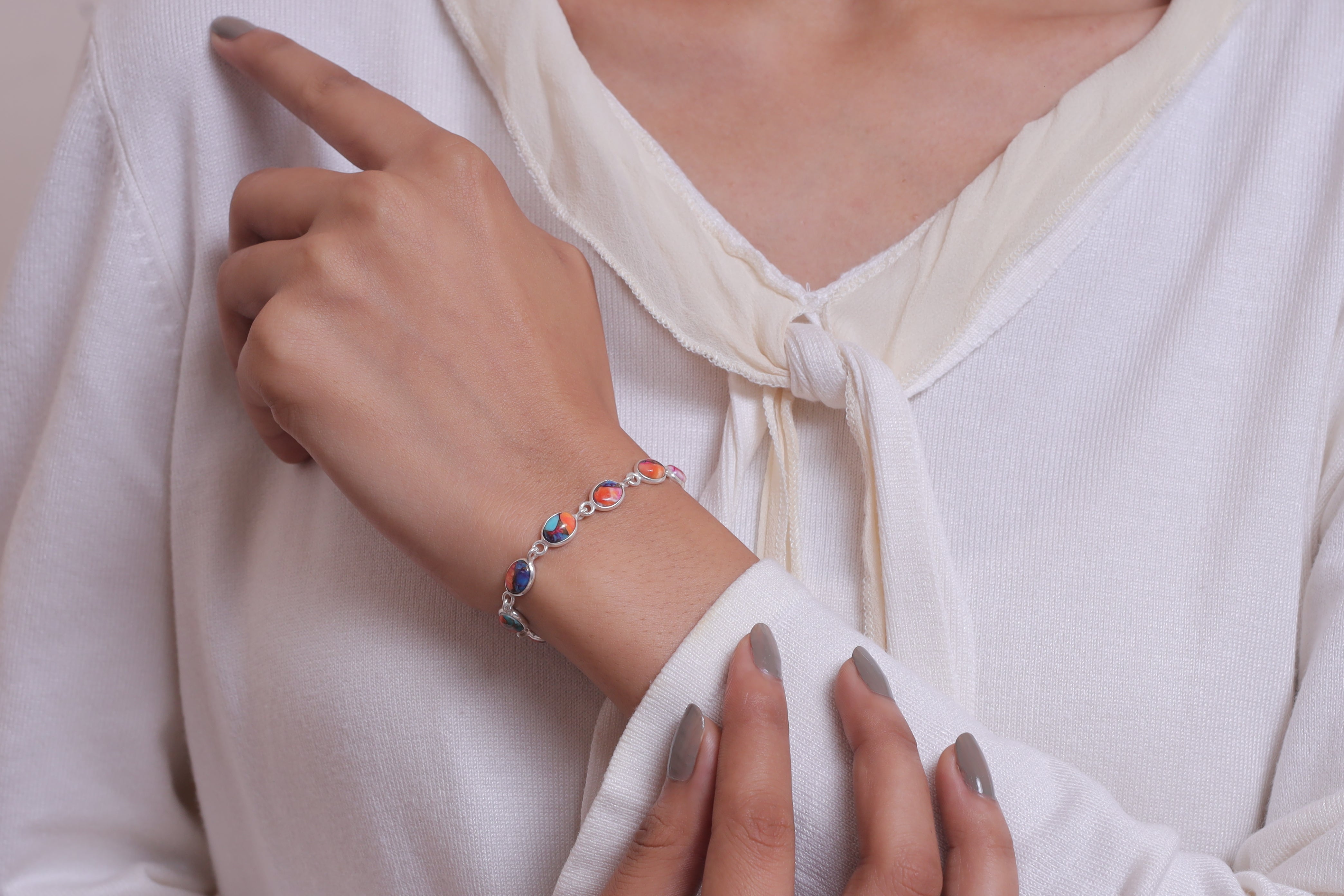 Pink Oyster Sterling Silver Bracelet