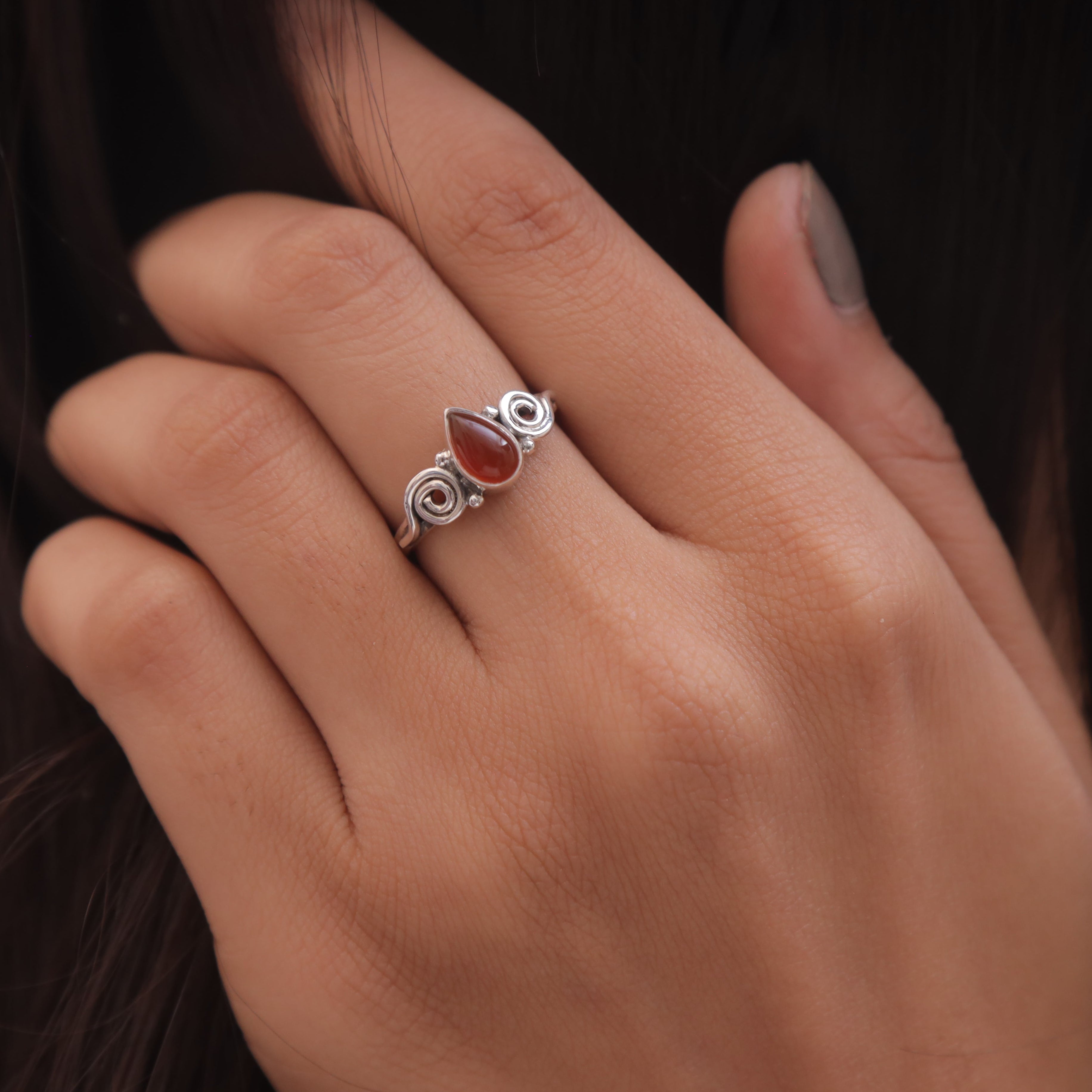 Carnelian Sterling Silver Ring