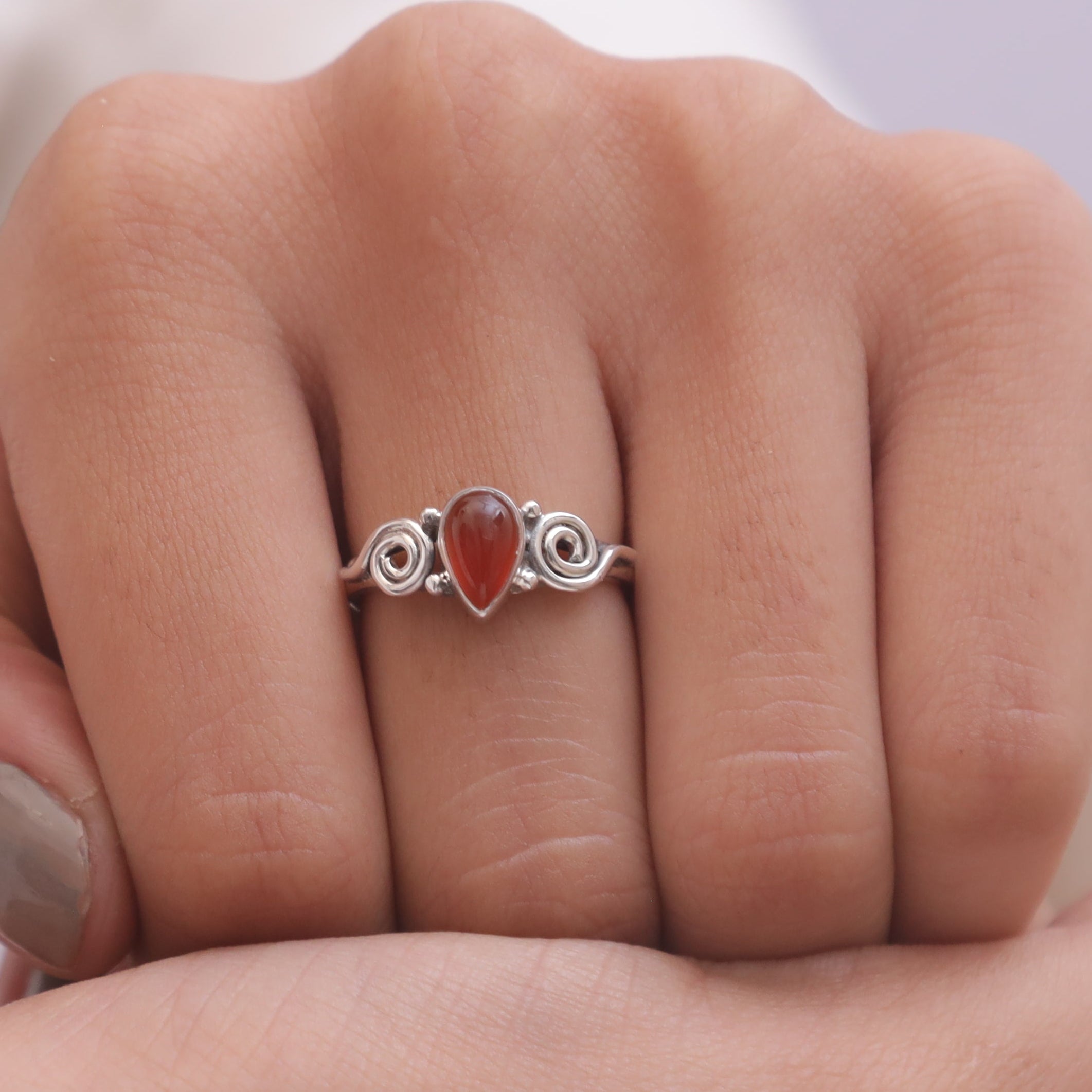 Carnelian Sterling Silver Ring