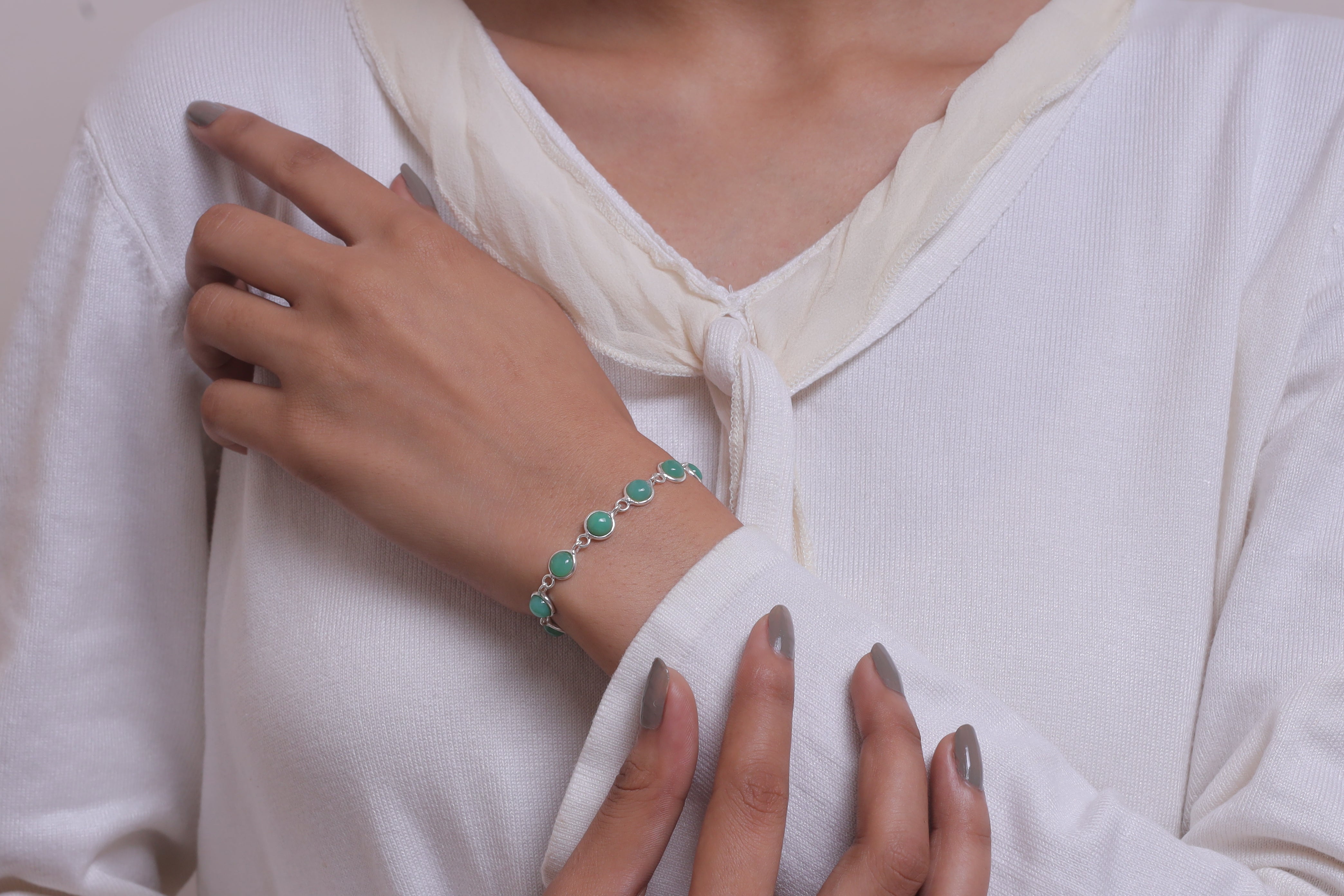 Chrysoprase Sterling Silver Bracelet