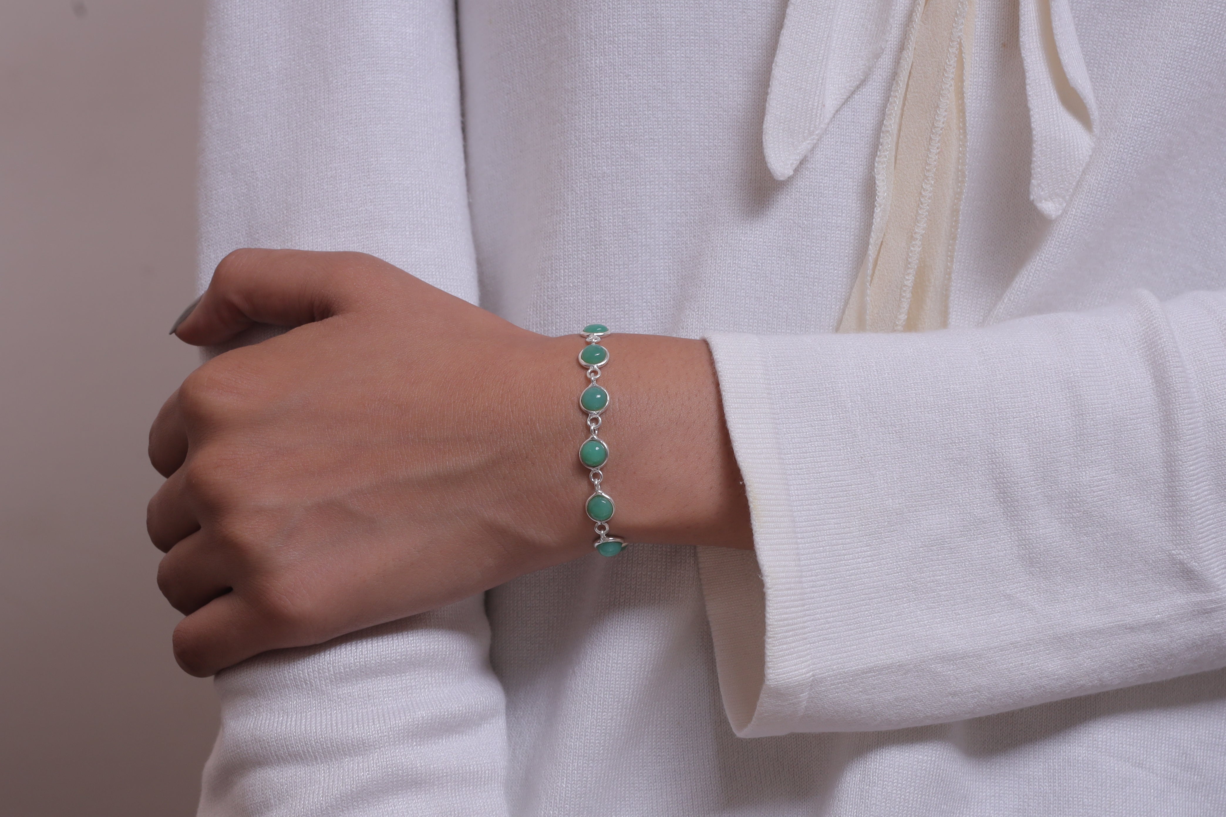 Chrysoprase Sterling Silver Bracelet