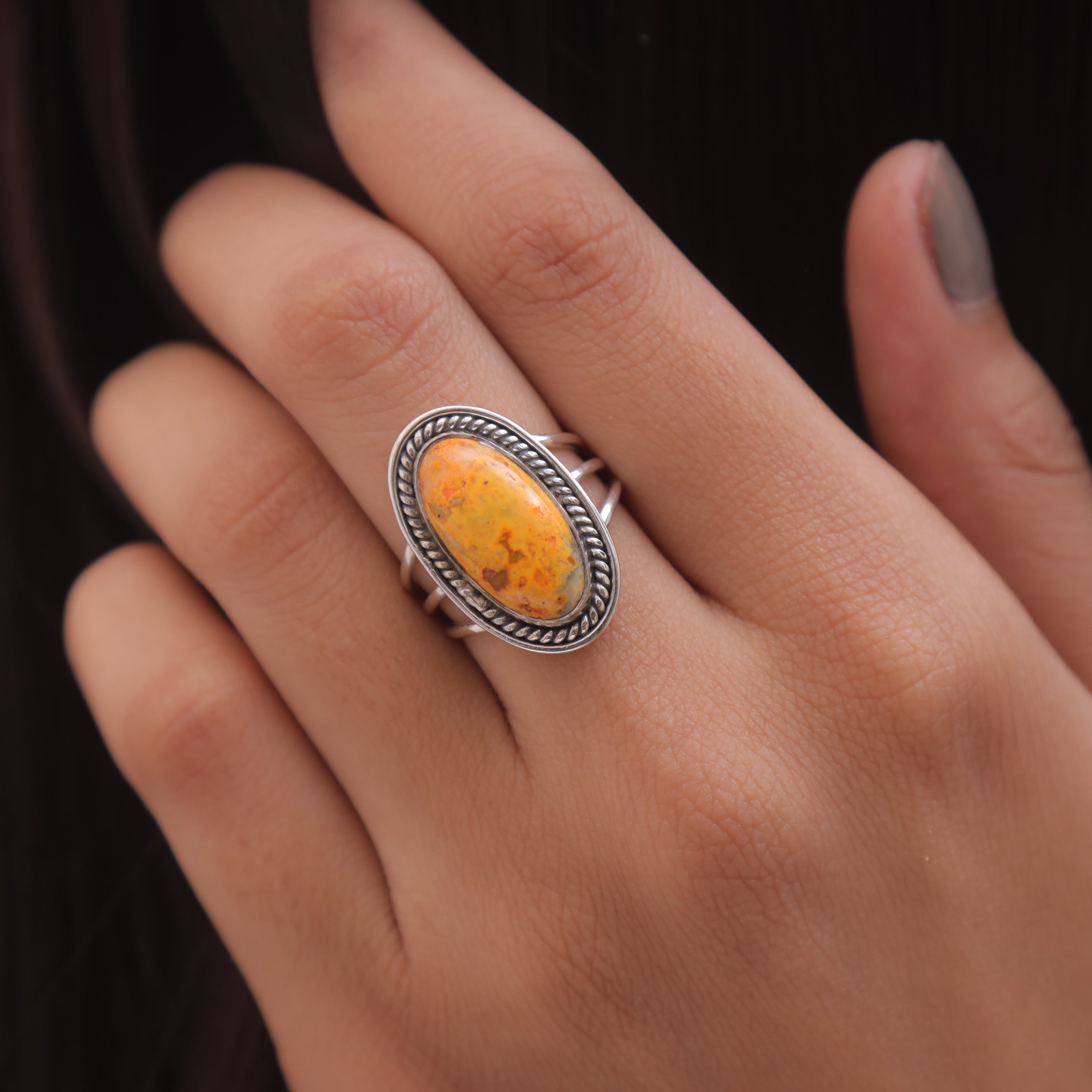 Bumblebee Jasper Sterling Silver Ring