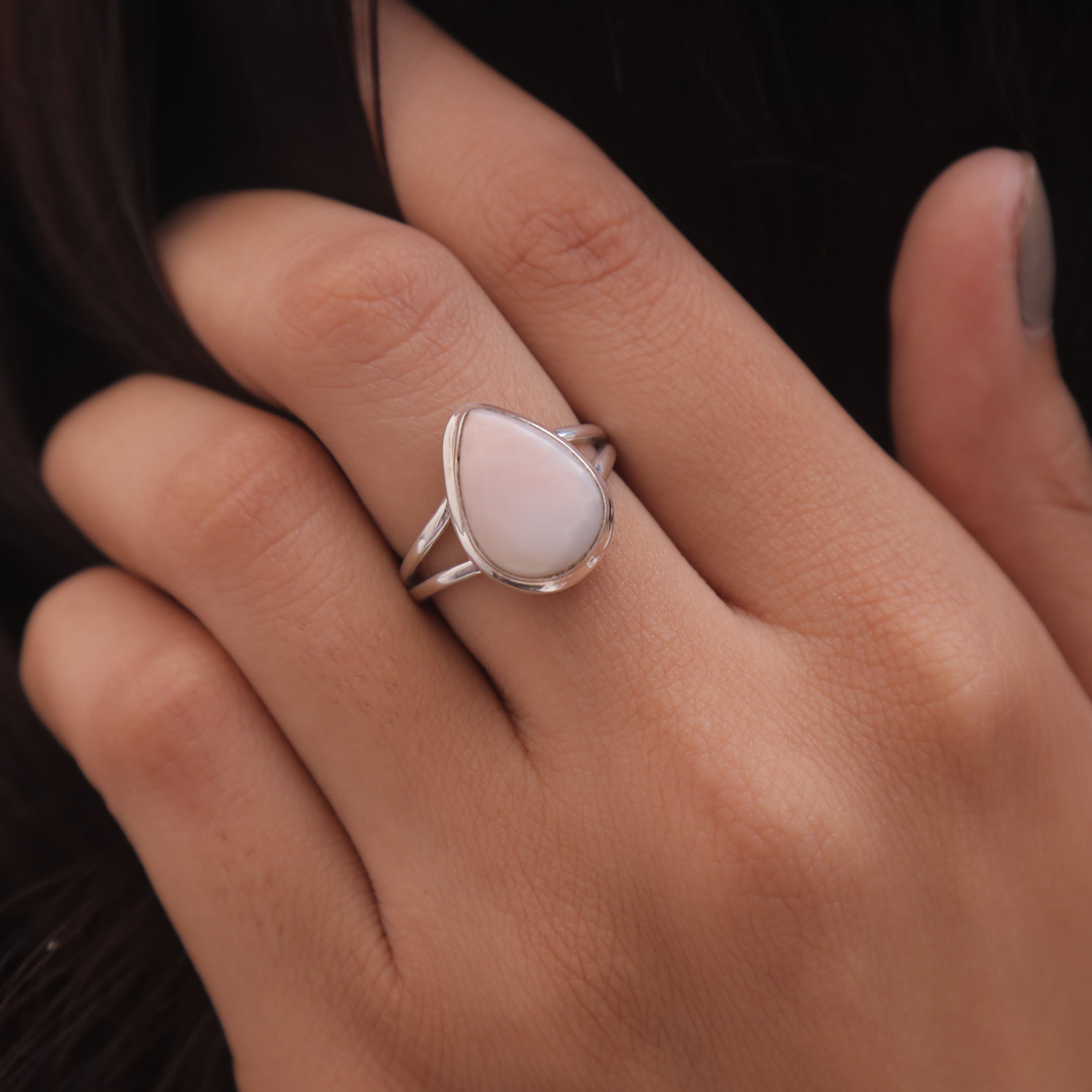 Pink Opal Sterling Silver Ring