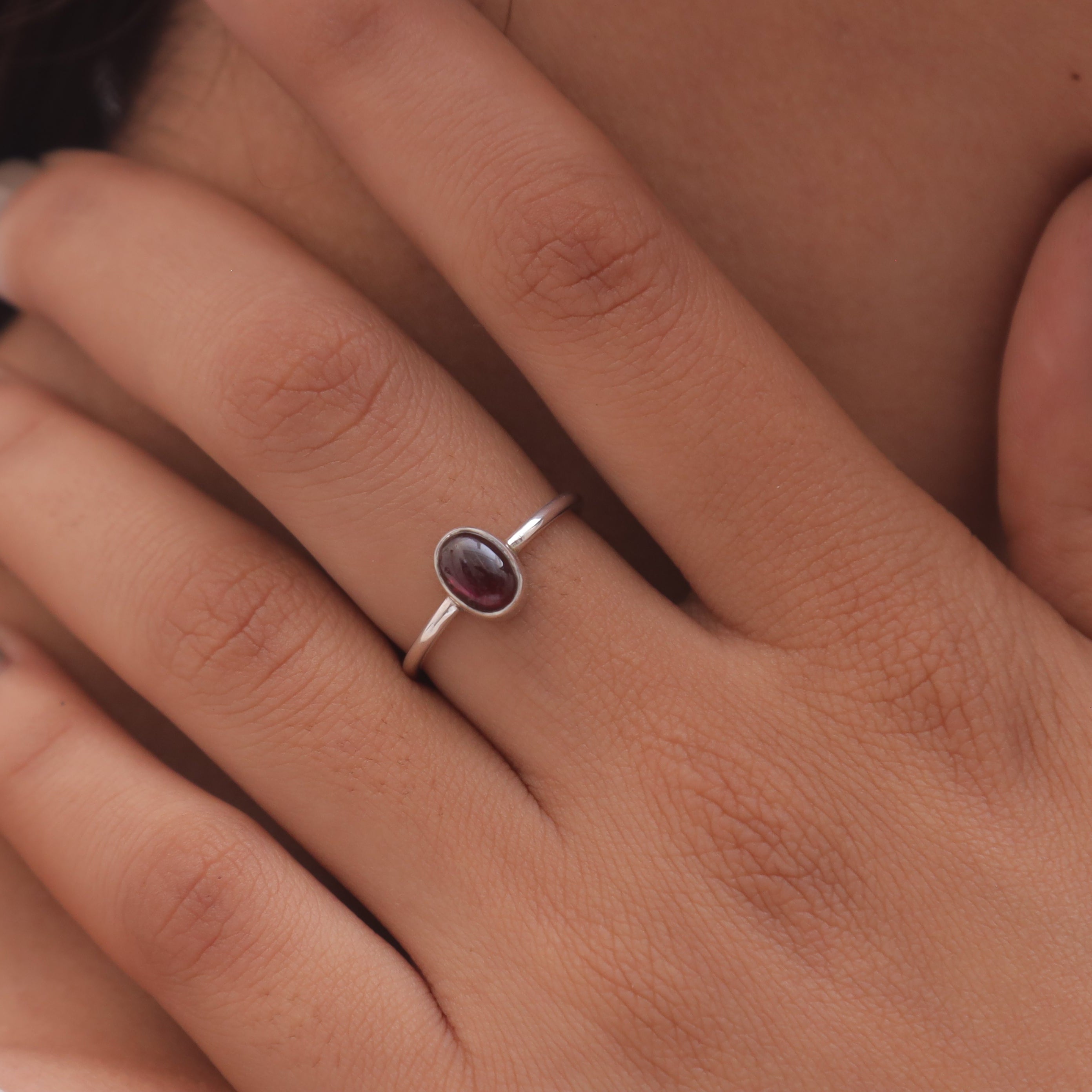 Garnet Sterling Silver Ring
