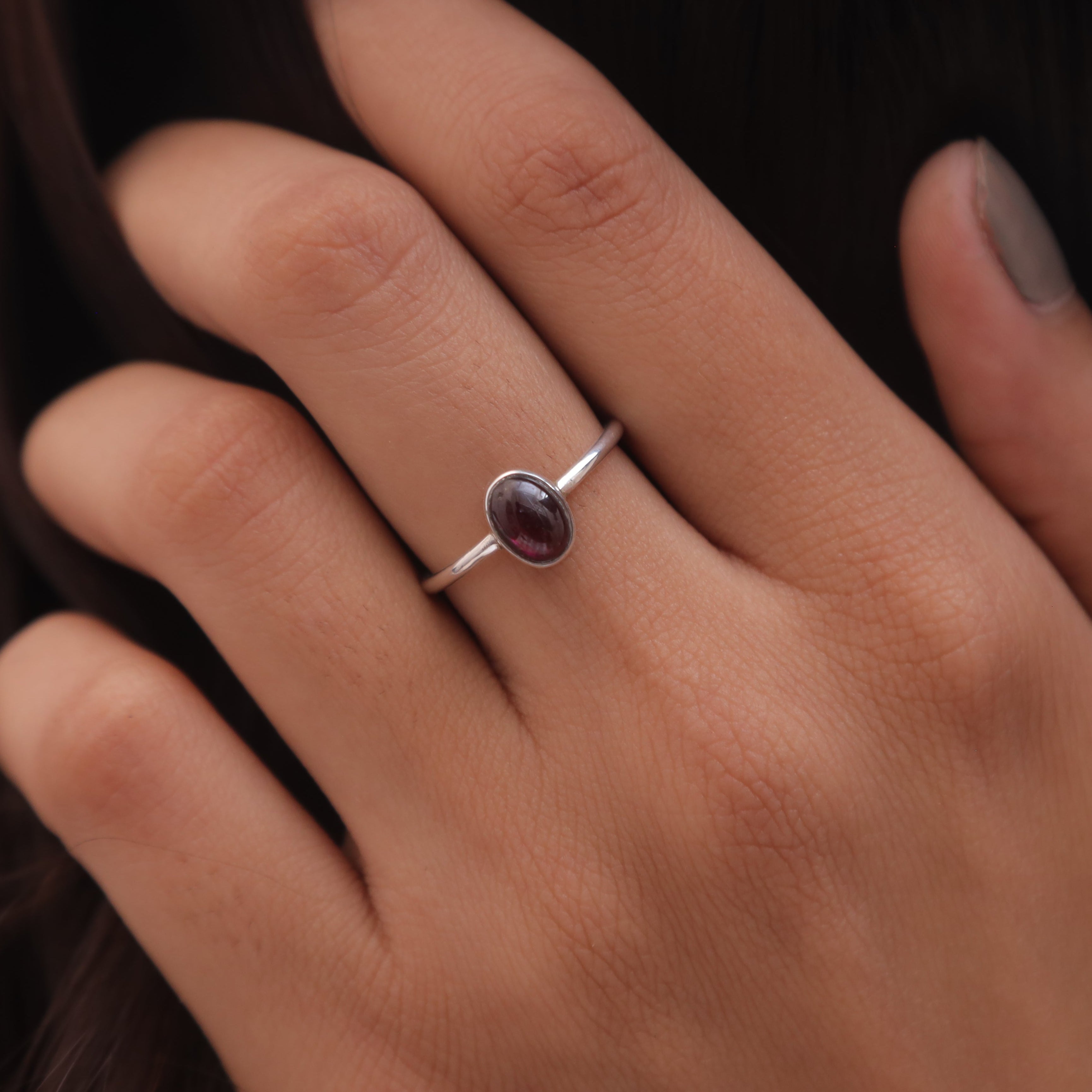Garnet Sterling Silver Ring