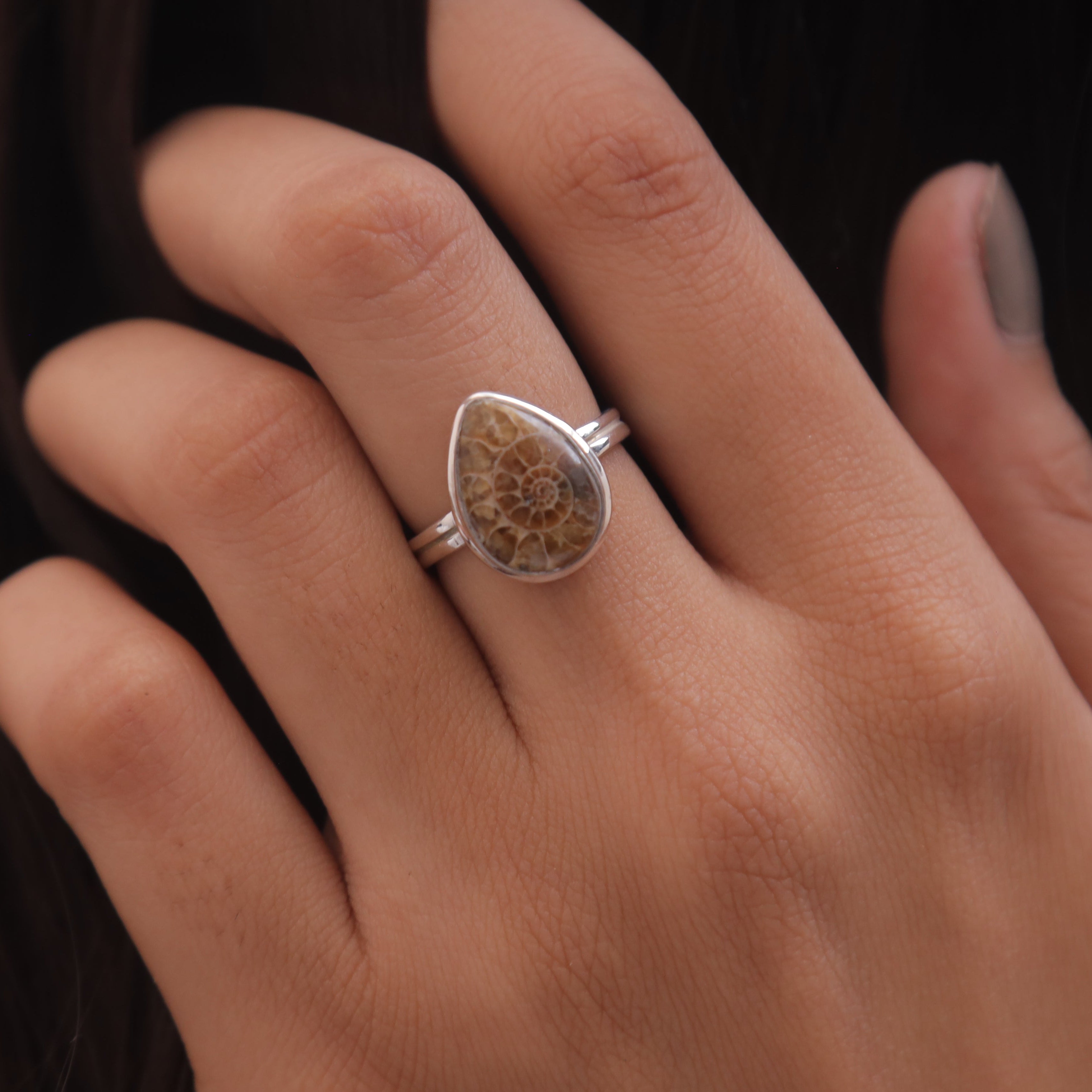 Ammonite Sterling Silver Ring