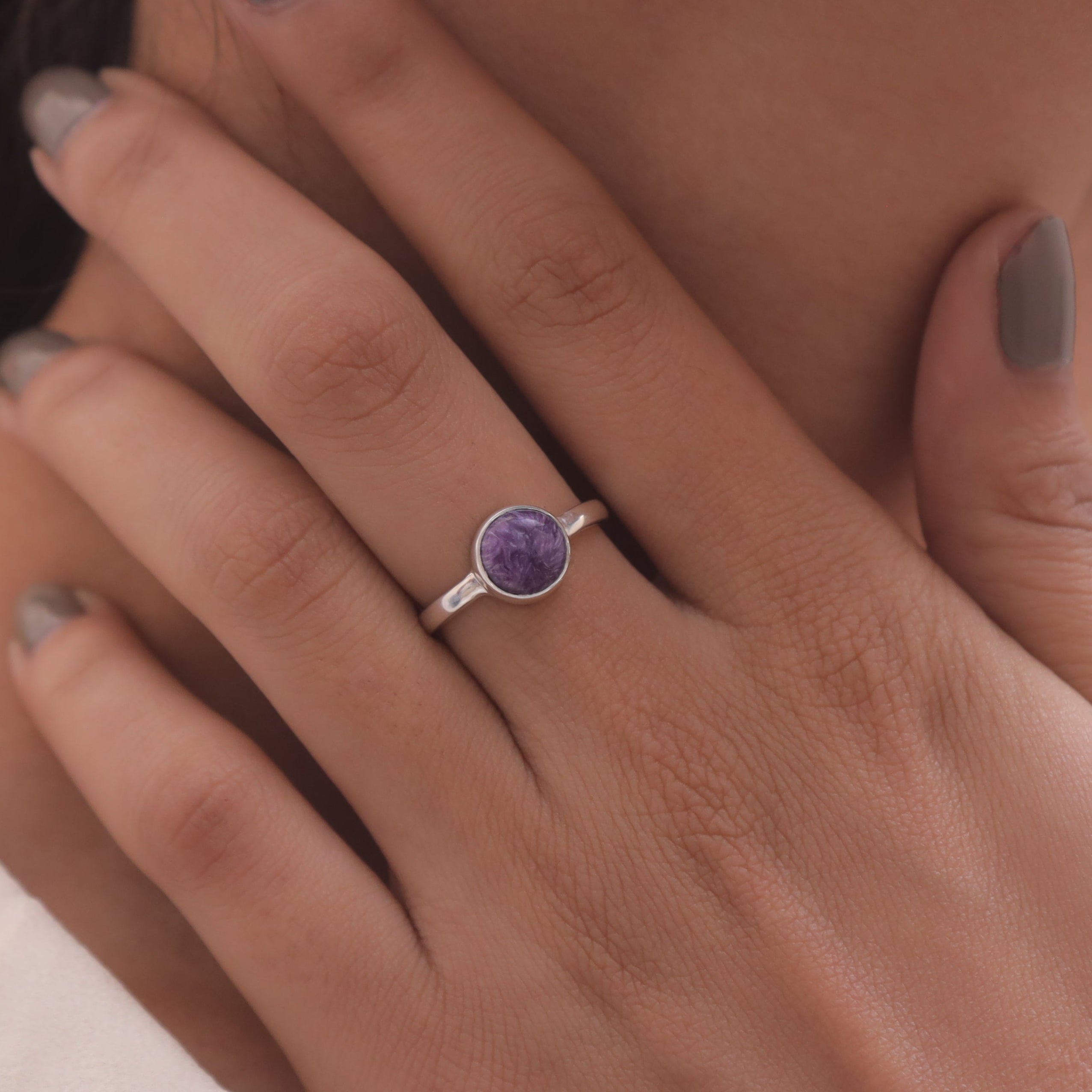 Charoite 925 Sterling Silver Ring