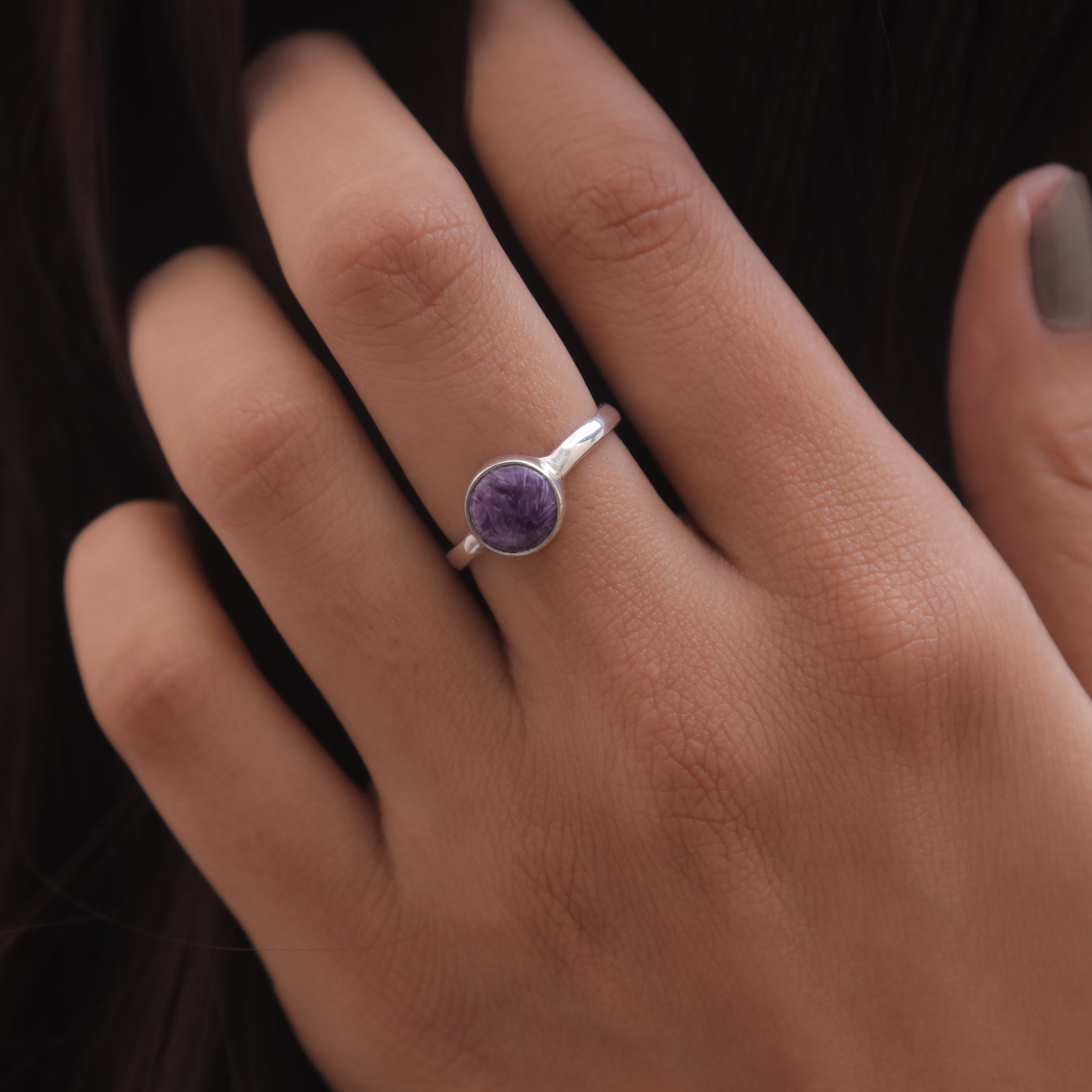 Charoite 925 Sterling Silver Ring