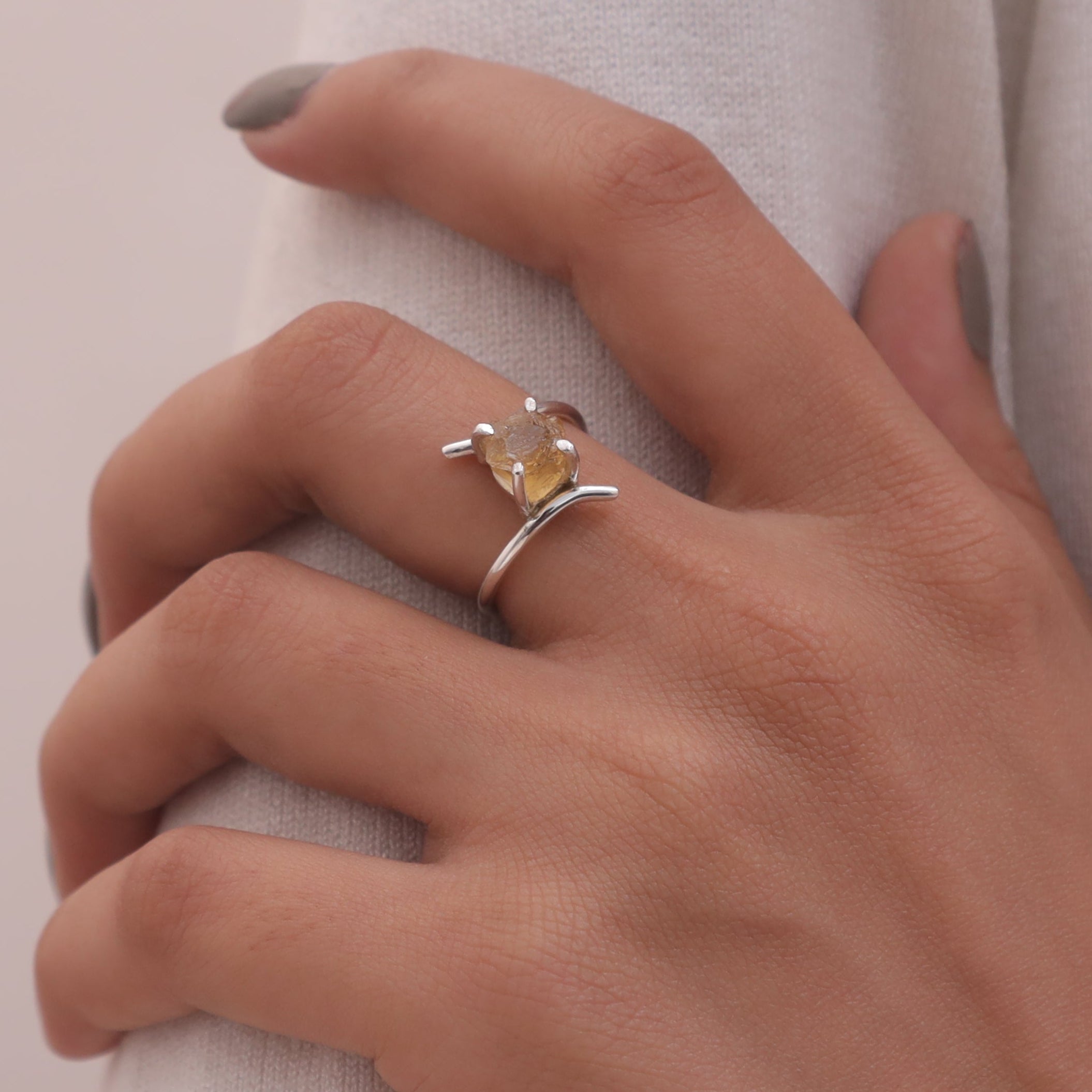 Raw Citrine Sterling Silver Ring