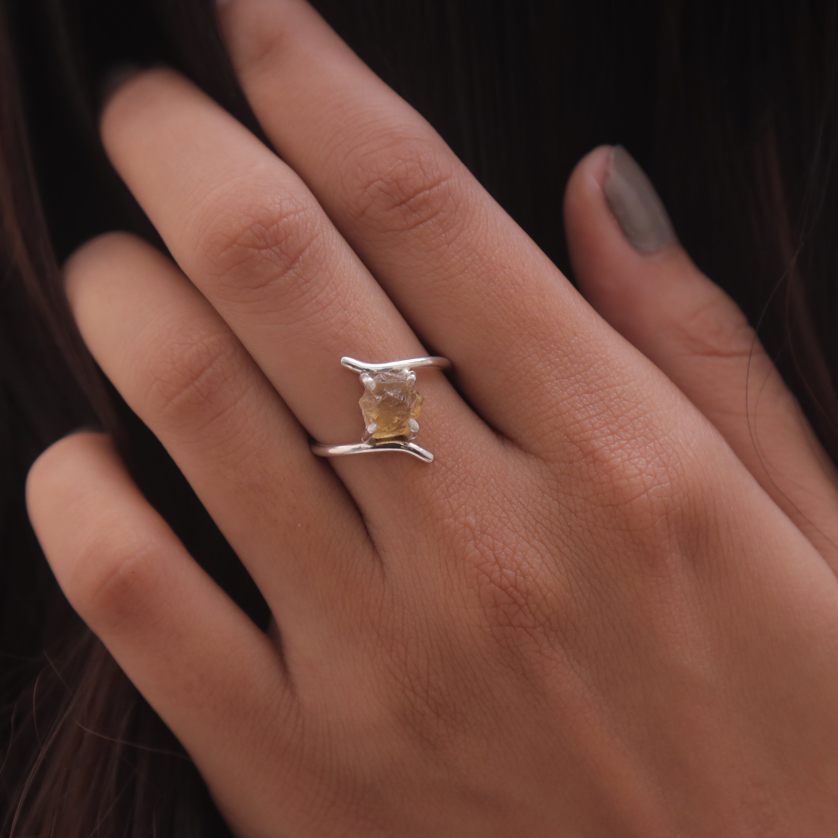 Raw Citrine Sterling Silver Ring