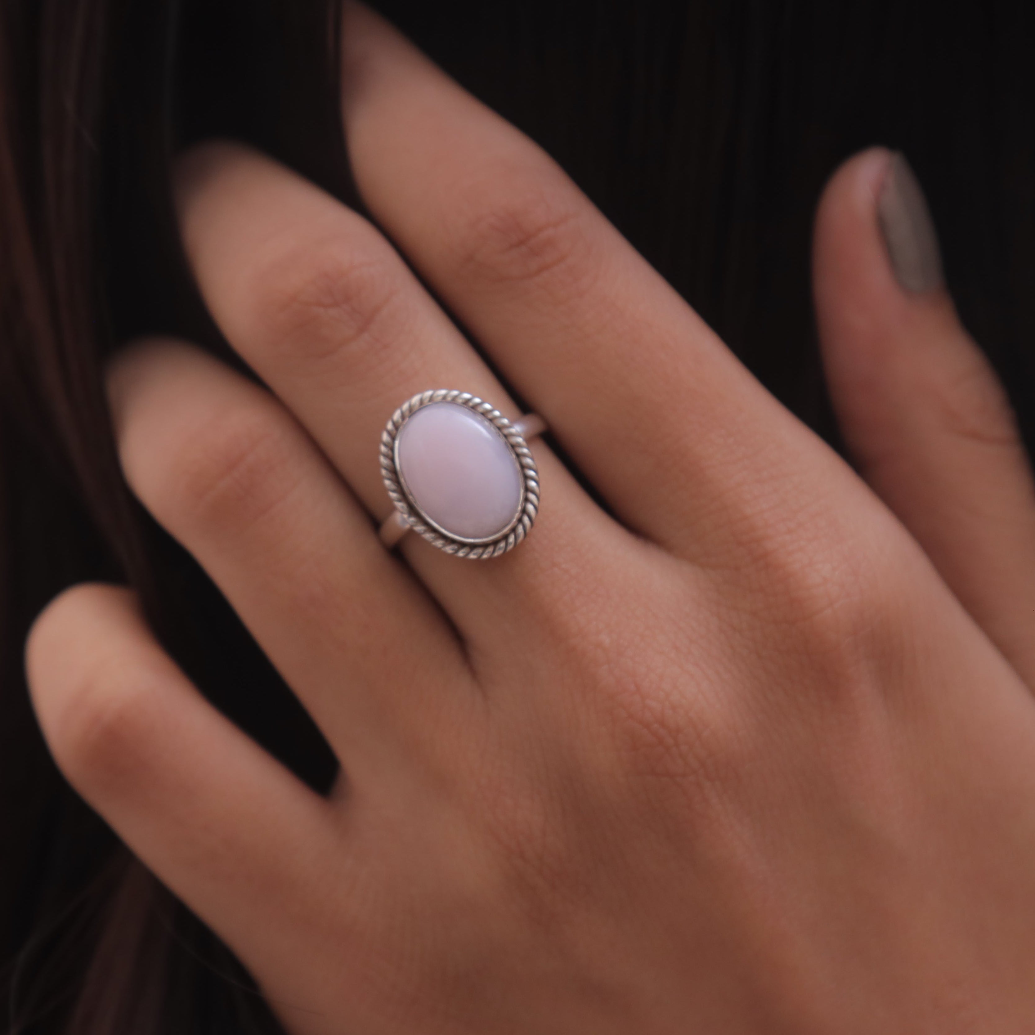 Pink Opal Sterling Silver Ring