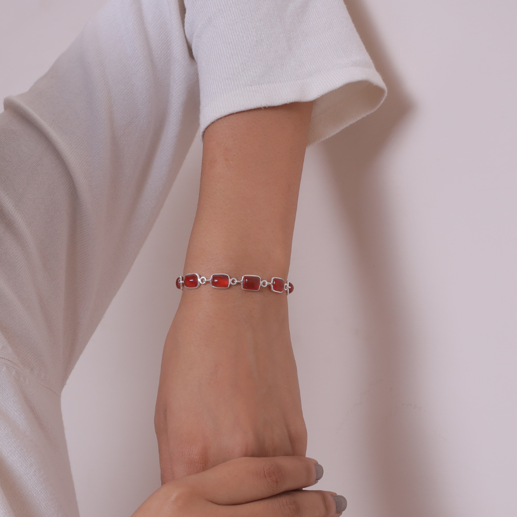 Carnelian Sterling Silver Bracelet