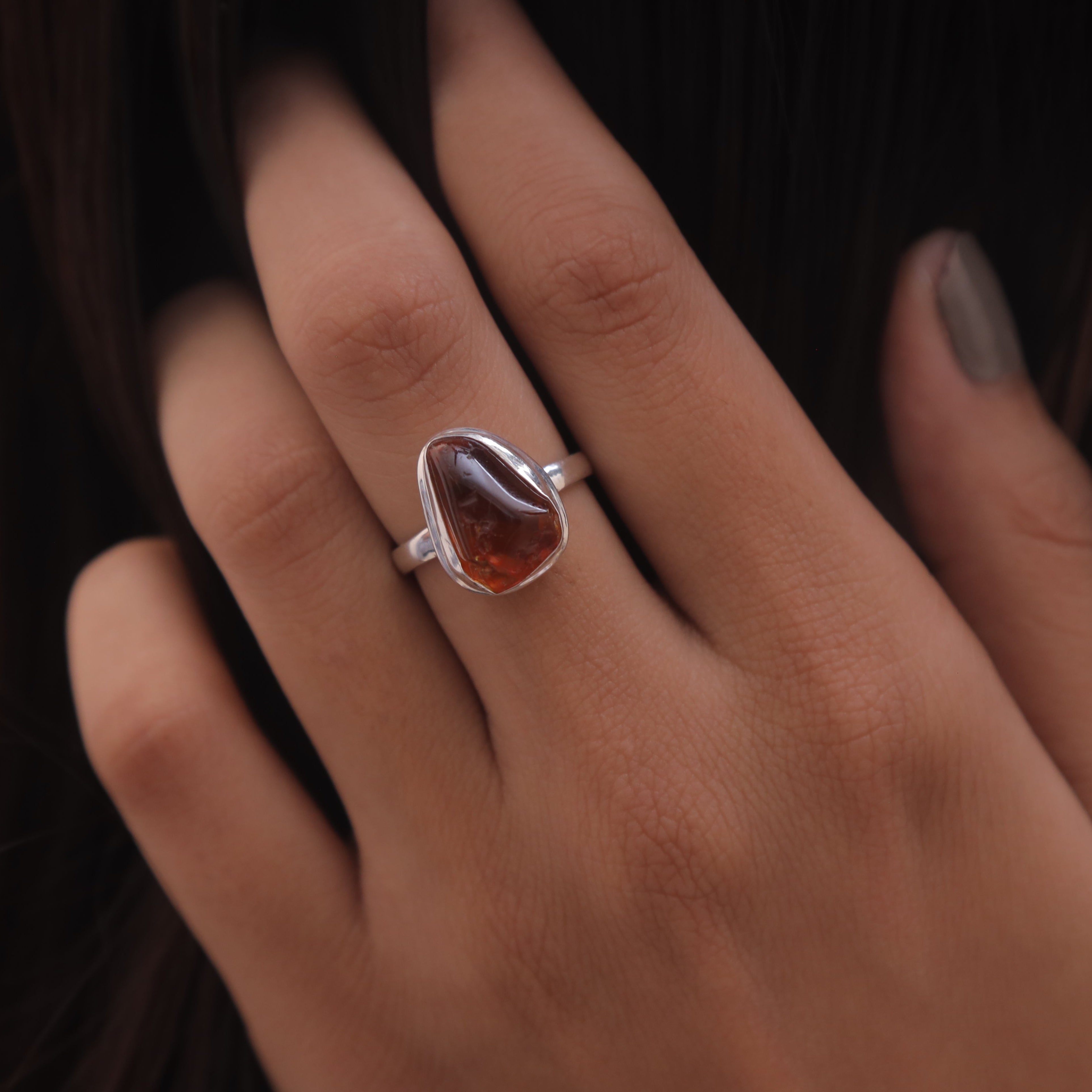 Raw Baltic Amber Sterling Silver Ring