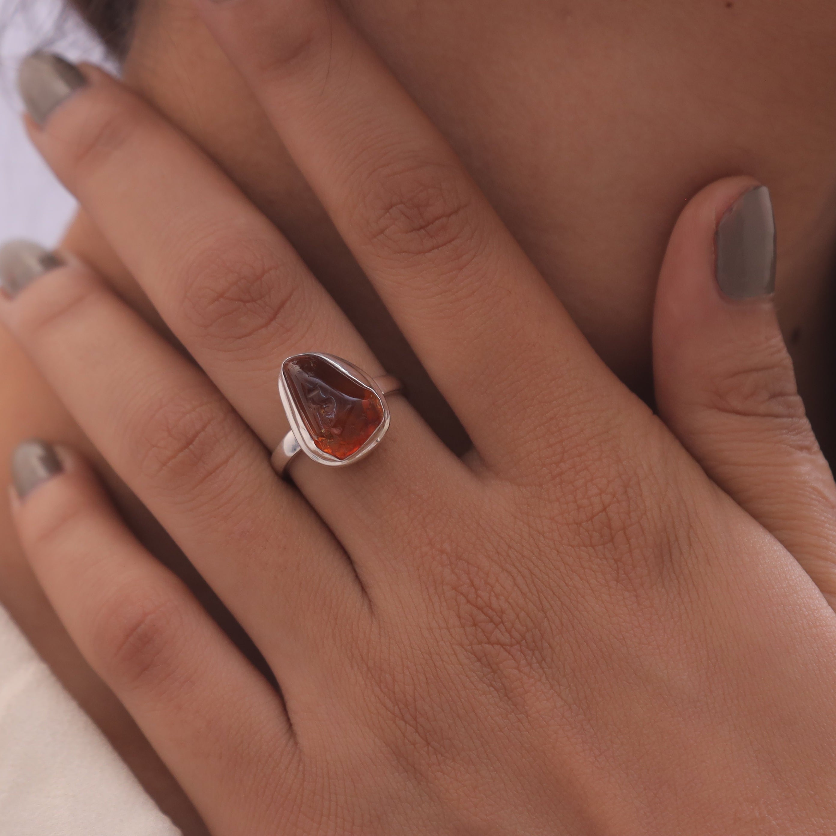 Raw Baltic Amber Sterling Silver Ring