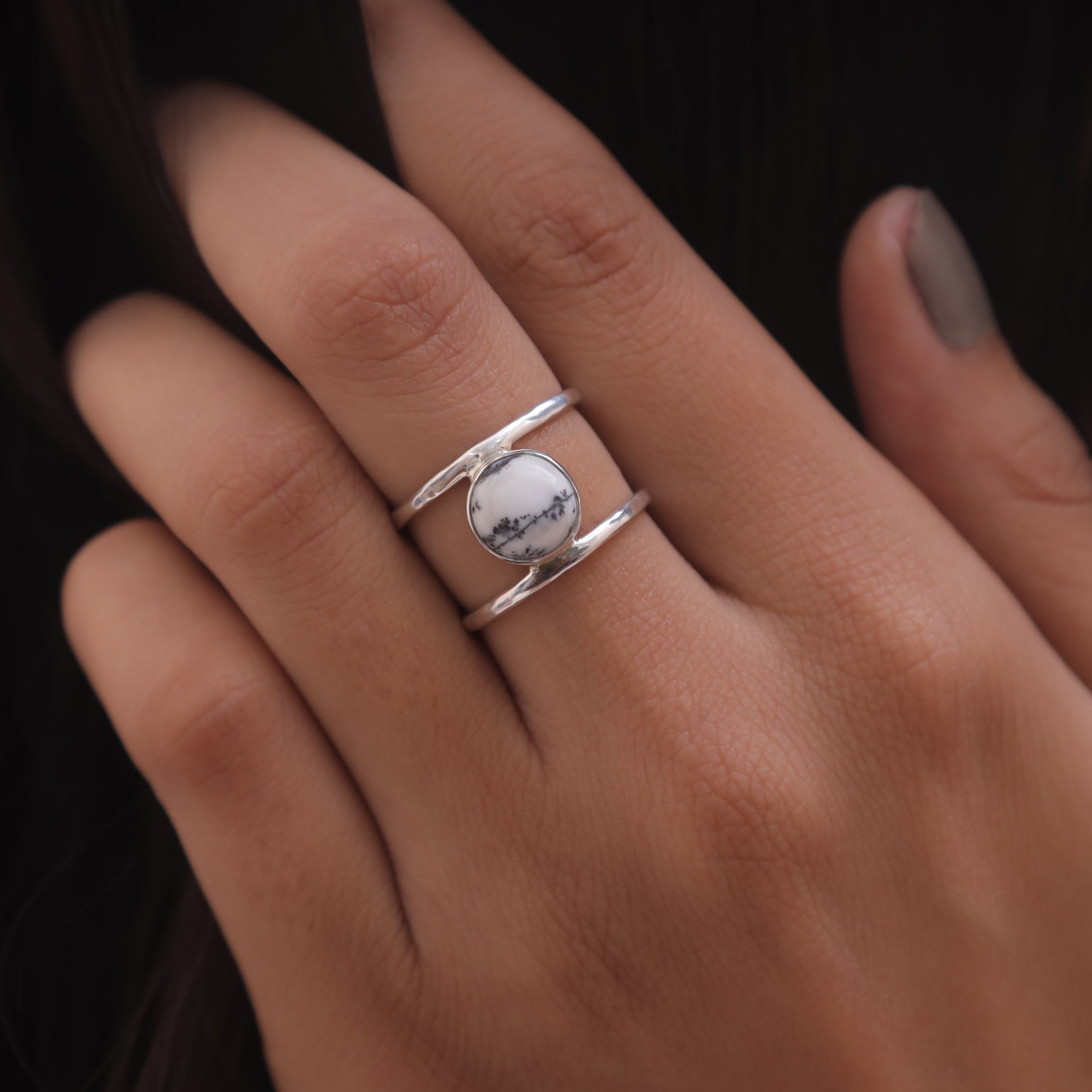 Dendrite Opal Sterling Silver Ring