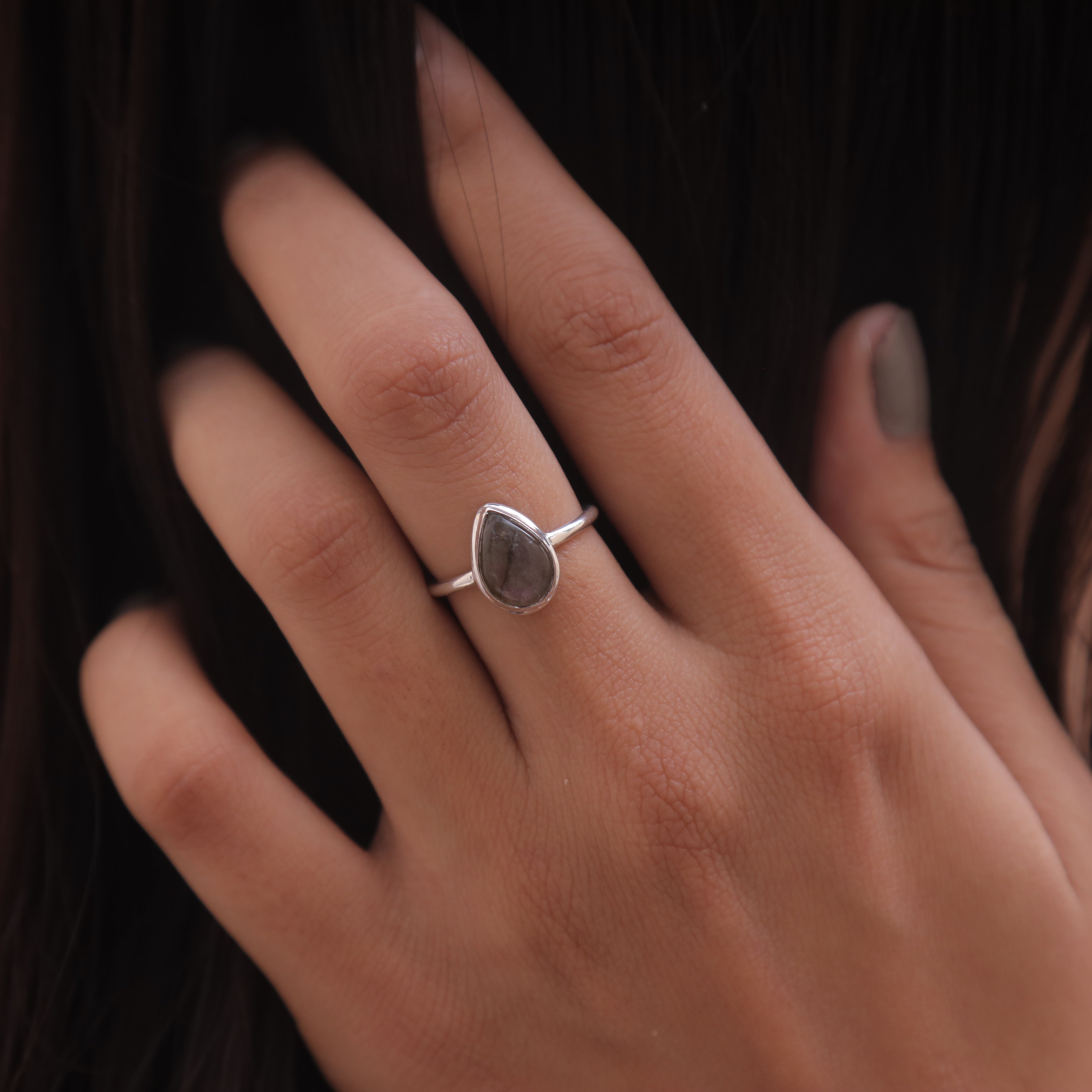Purple Labradorite Sterling Silver Ring