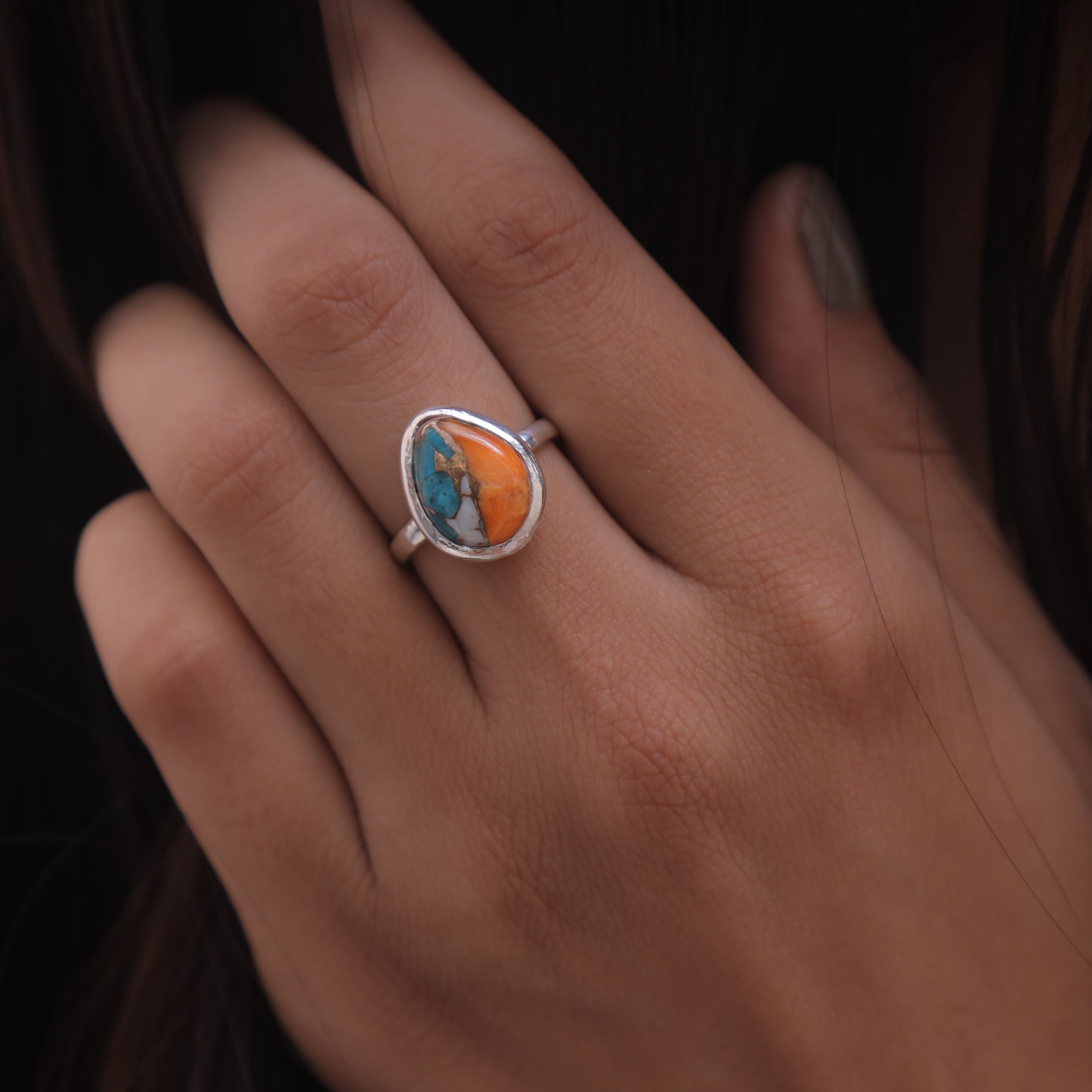 Oyster Turquoise Sterling Silver Ring