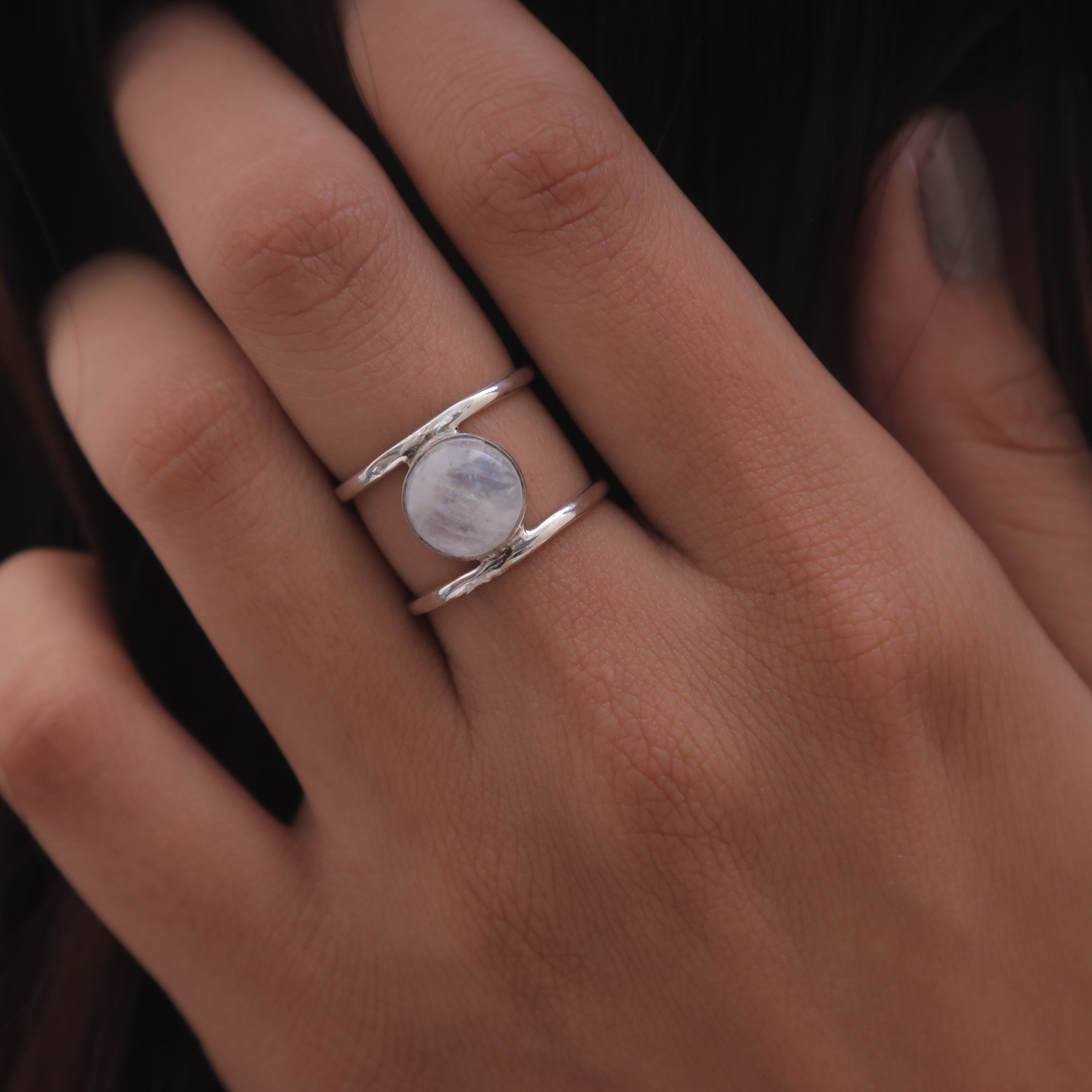 Rainbow Moonstone Sterling Silver Ring