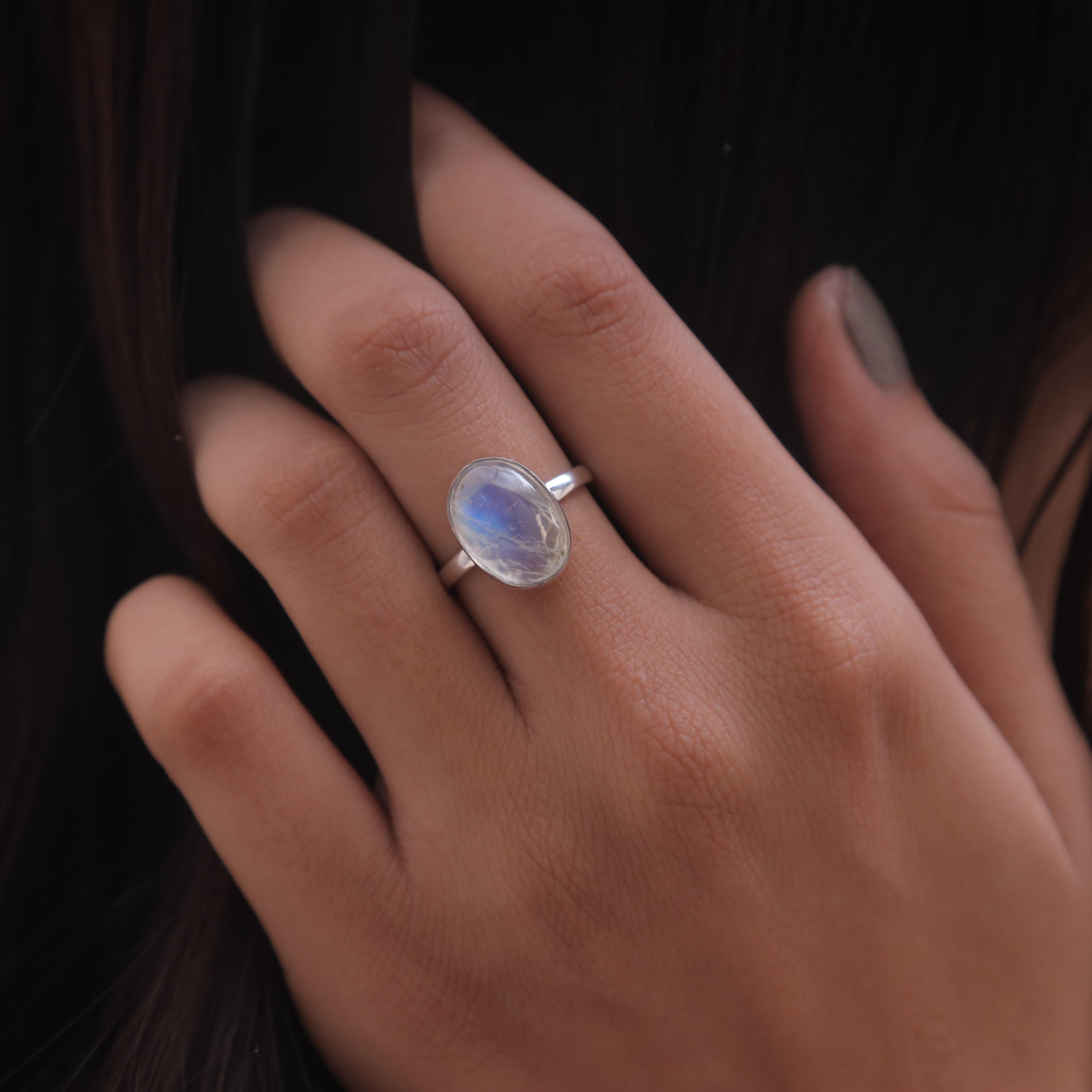 Rainbow Moonstone Sterling Silver Ring