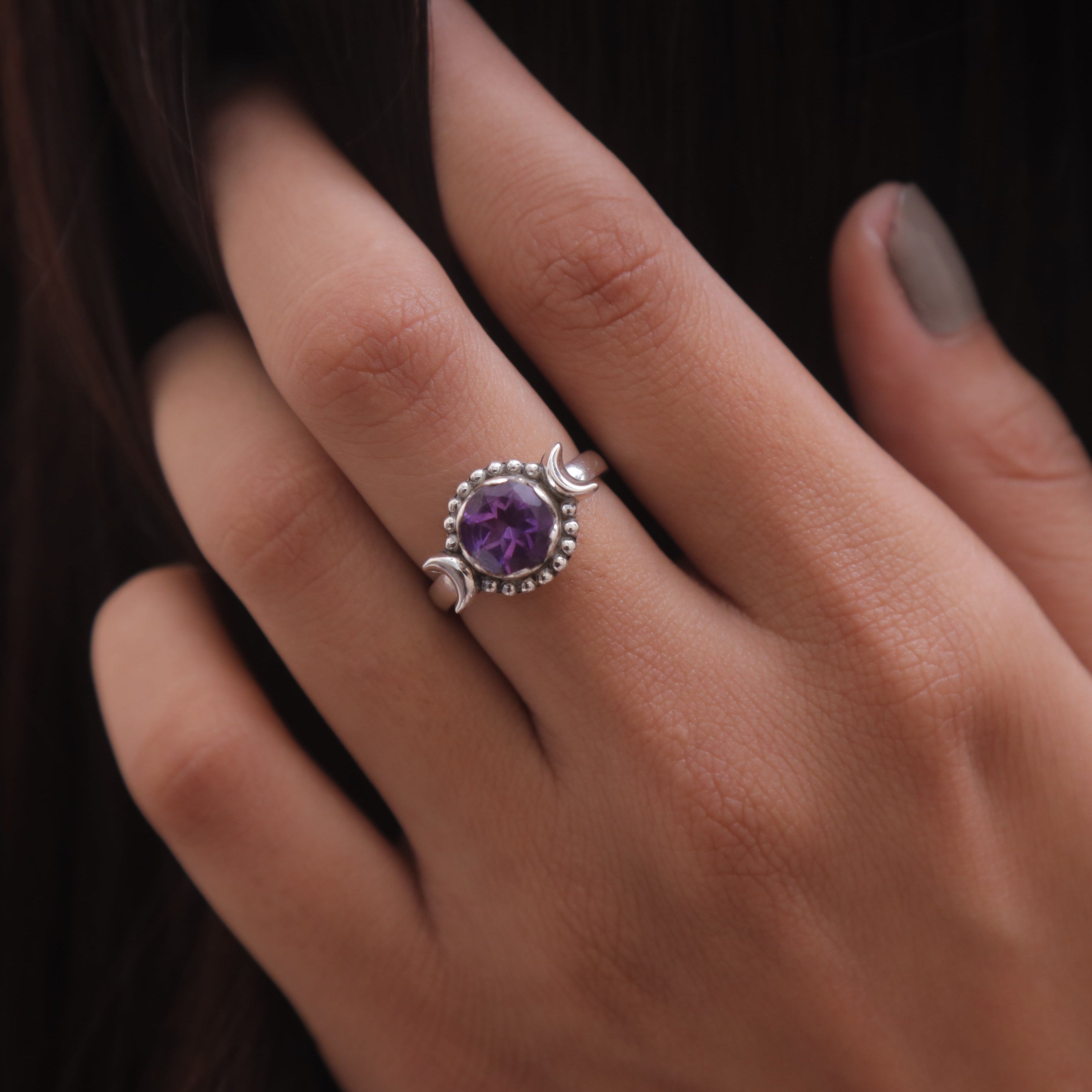 Cut Amethyst Sterling Silver Ring