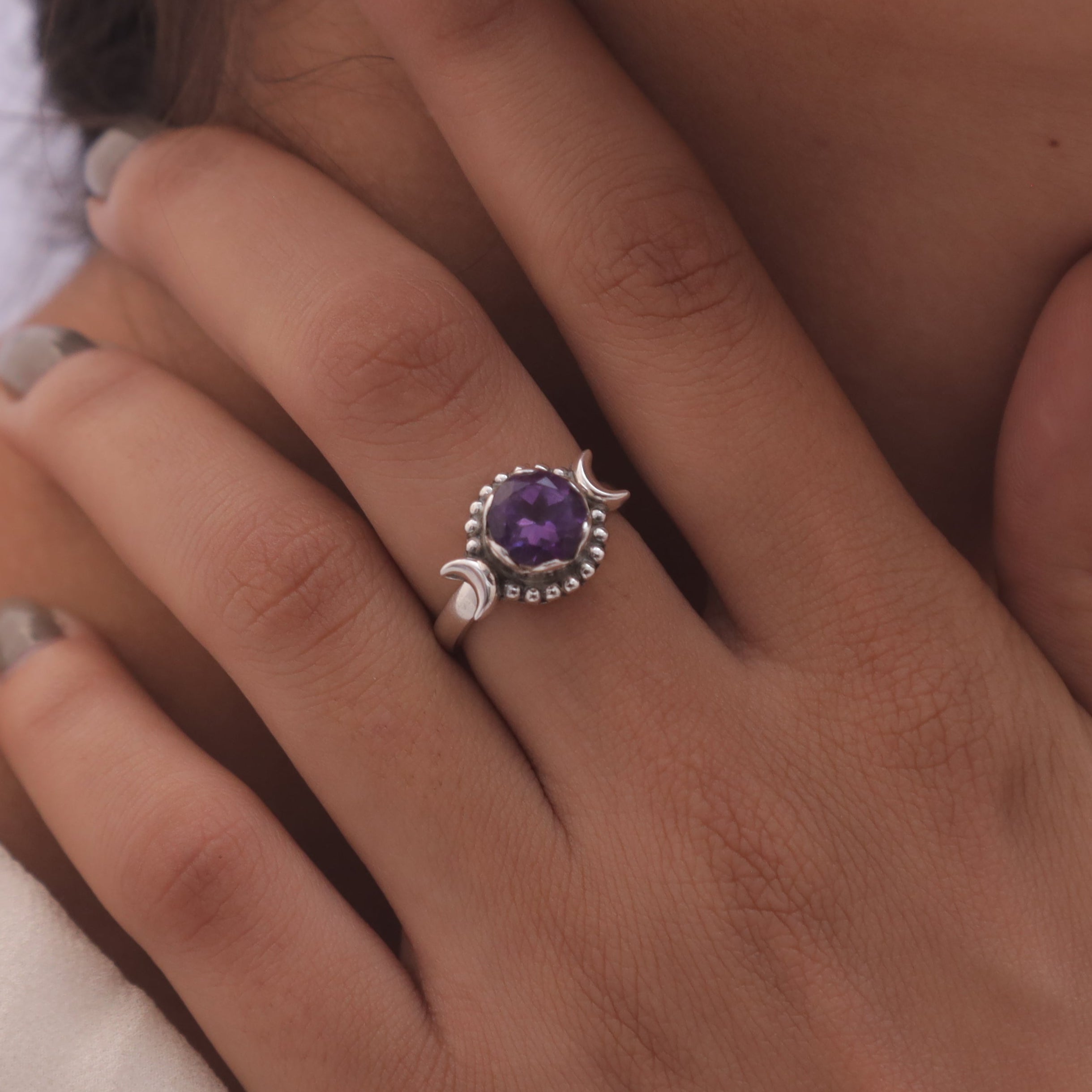 Cut Amethyst Sterling Silver Ring