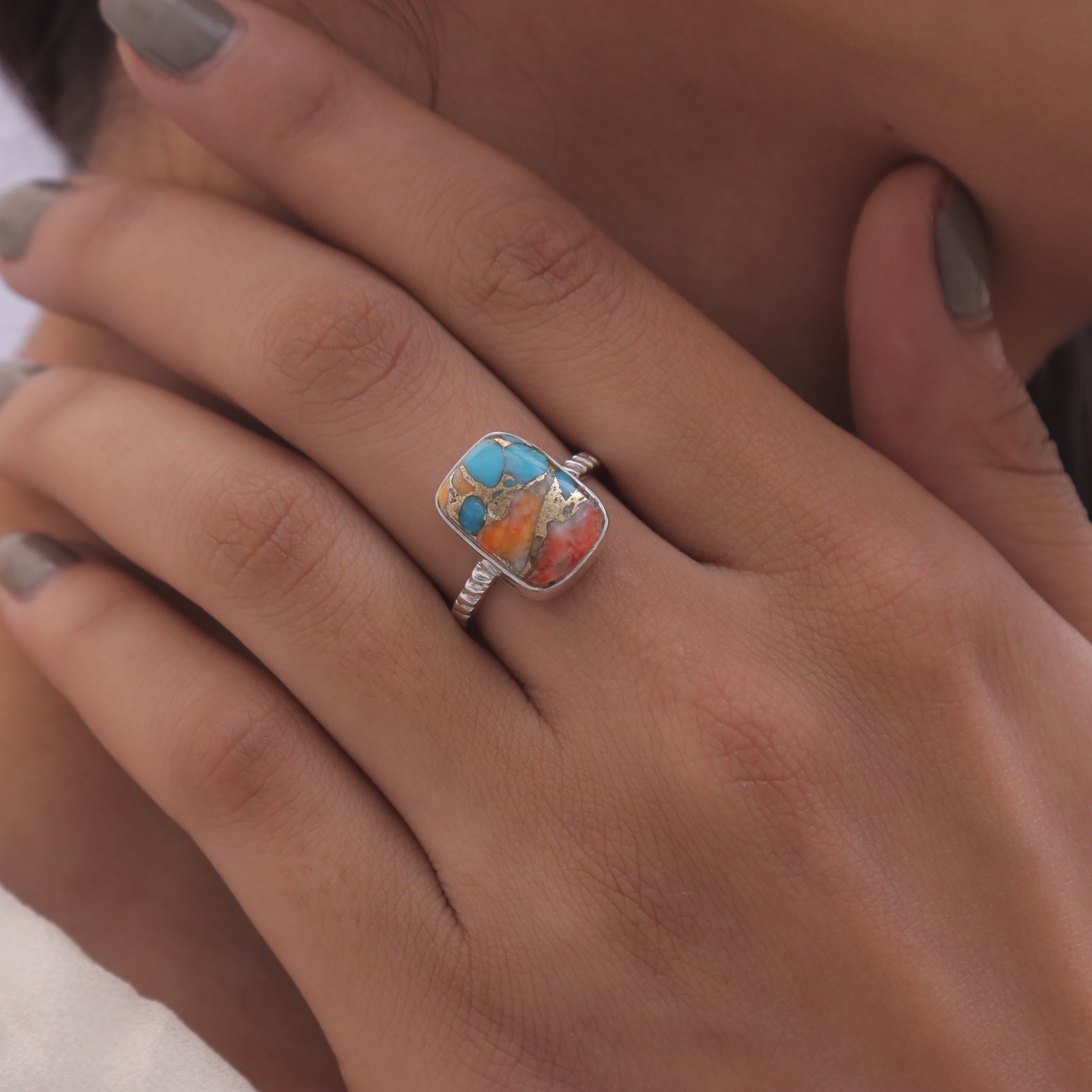 Oyster Turquoise Sterling Silver Ring