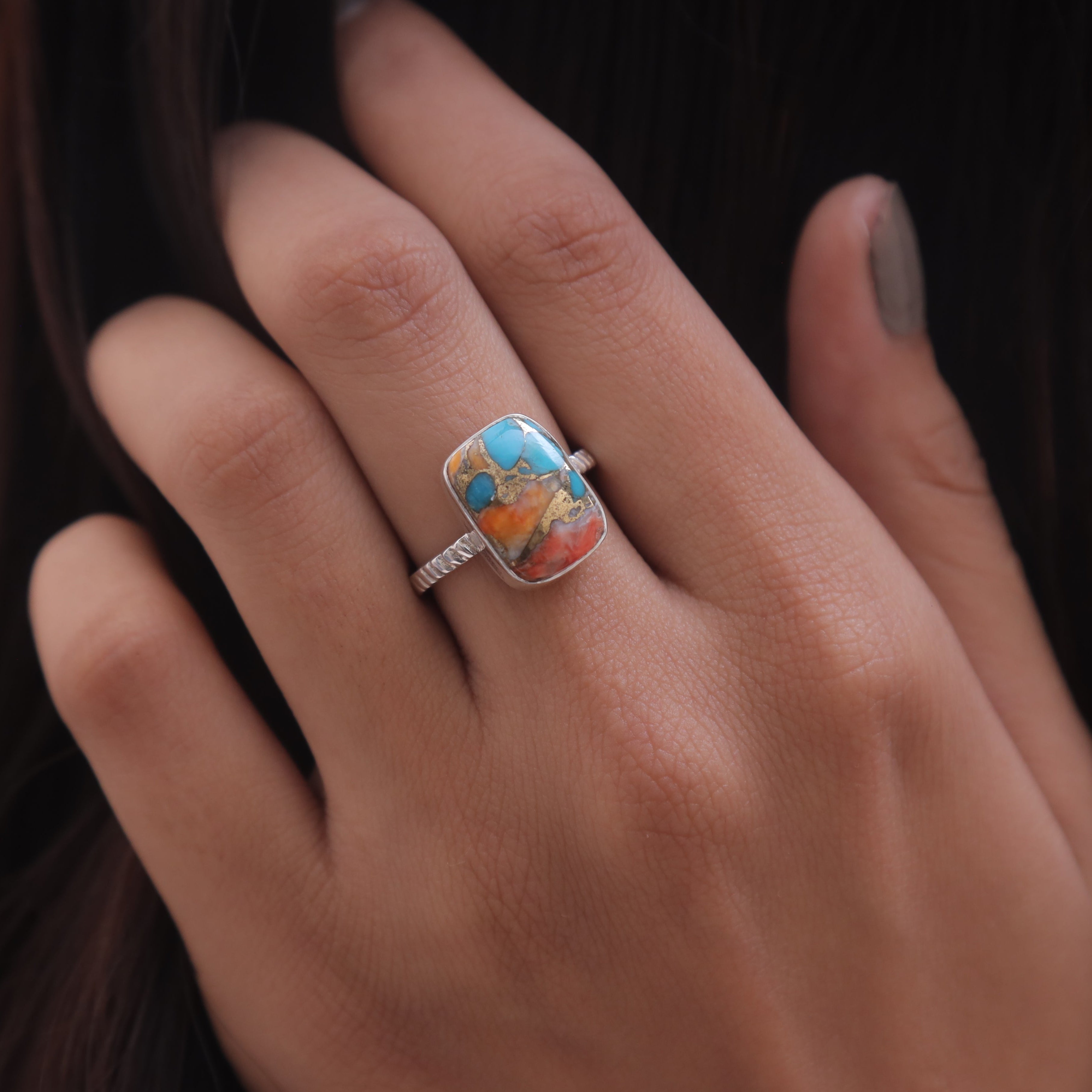 Oyster Turquoise Sterling Silver Ring